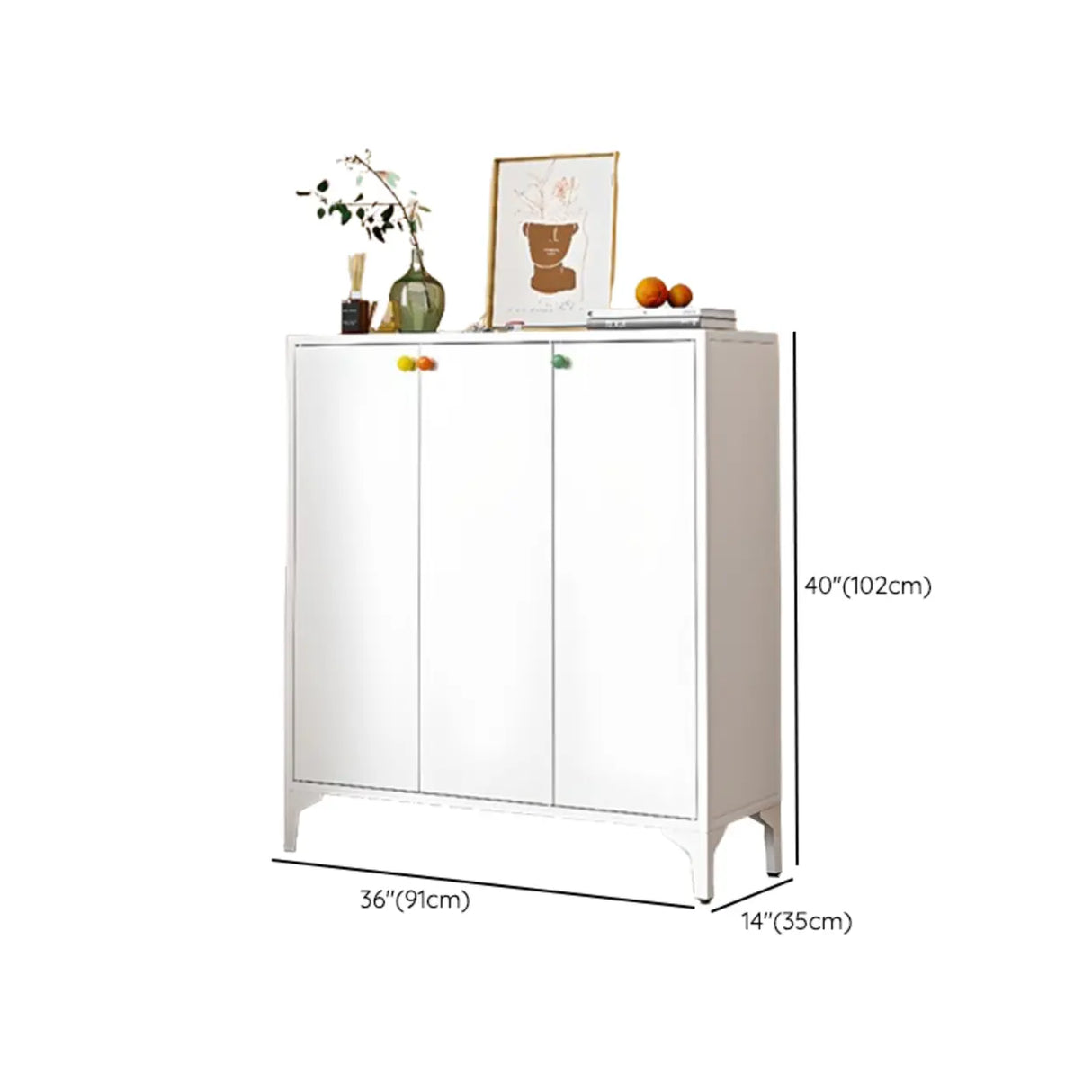 Modern Rectangular Wood Entry White Large Shoe Cabinet Image - 59