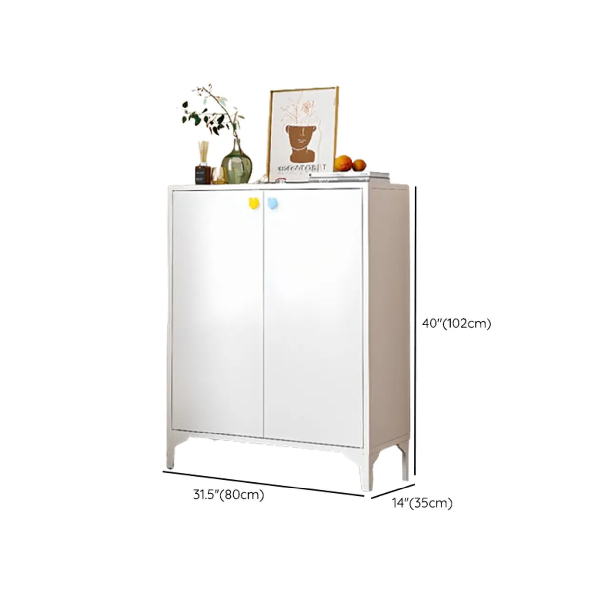 Modern Rectangular Wood Entry White Large Shoe Cabinet Image - 62