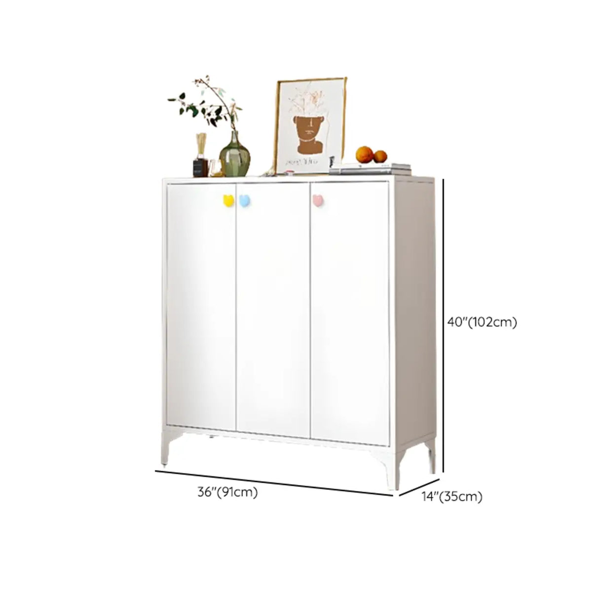 Modern Rectangular Wood Entry White Large Shoe Cabinet Image - 63