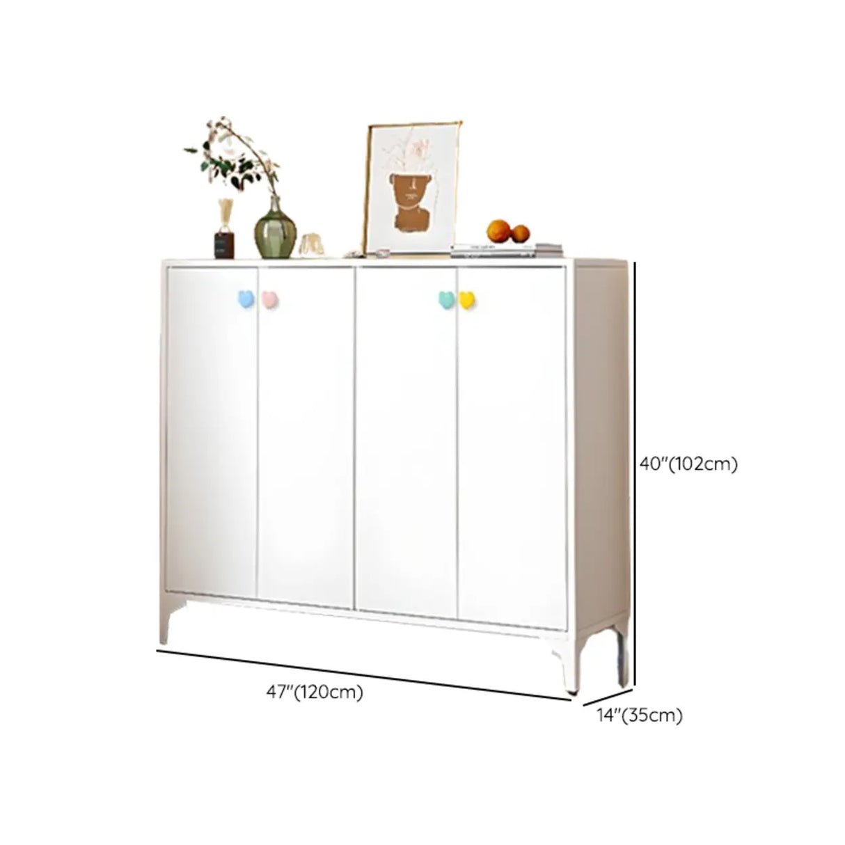 Modern Rectangular Wood Entry White Large Shoe Cabinet Image - 64