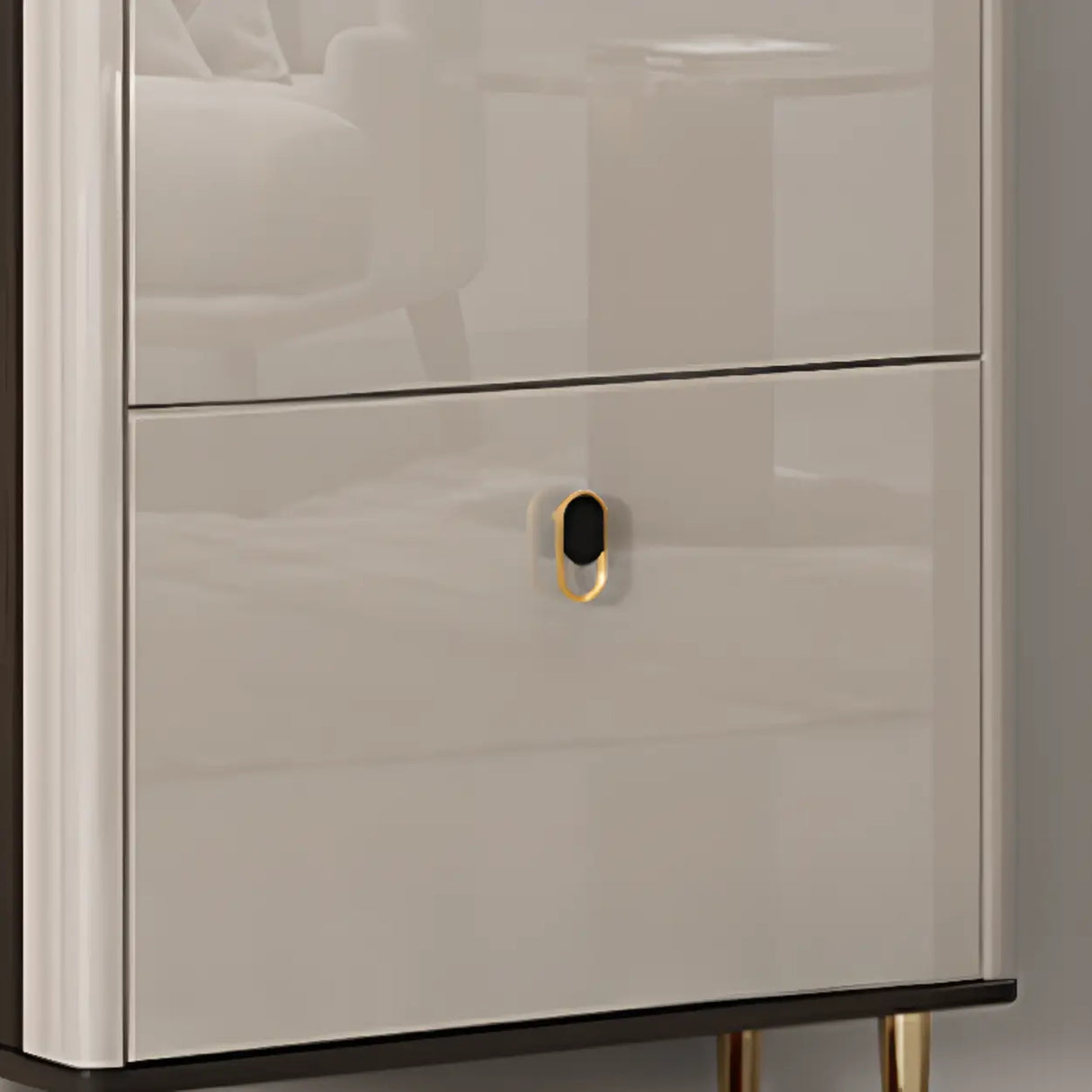 Modern Rectangular Wood Entry White Sliding Shoe Cabinet Image - 10