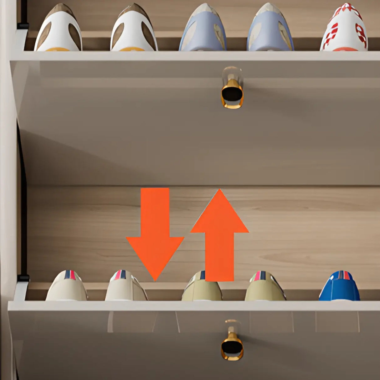 Modern Rectangular Wood Entry White Sliding Shoe Cabinet Image - 12