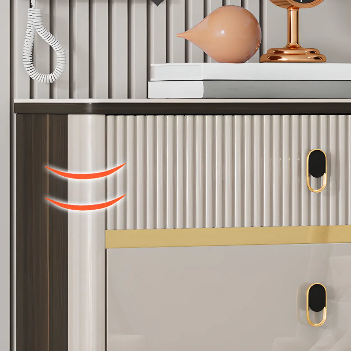 Modern Rectangular Wood Entry White Sliding Shoe Cabinet Image - 14