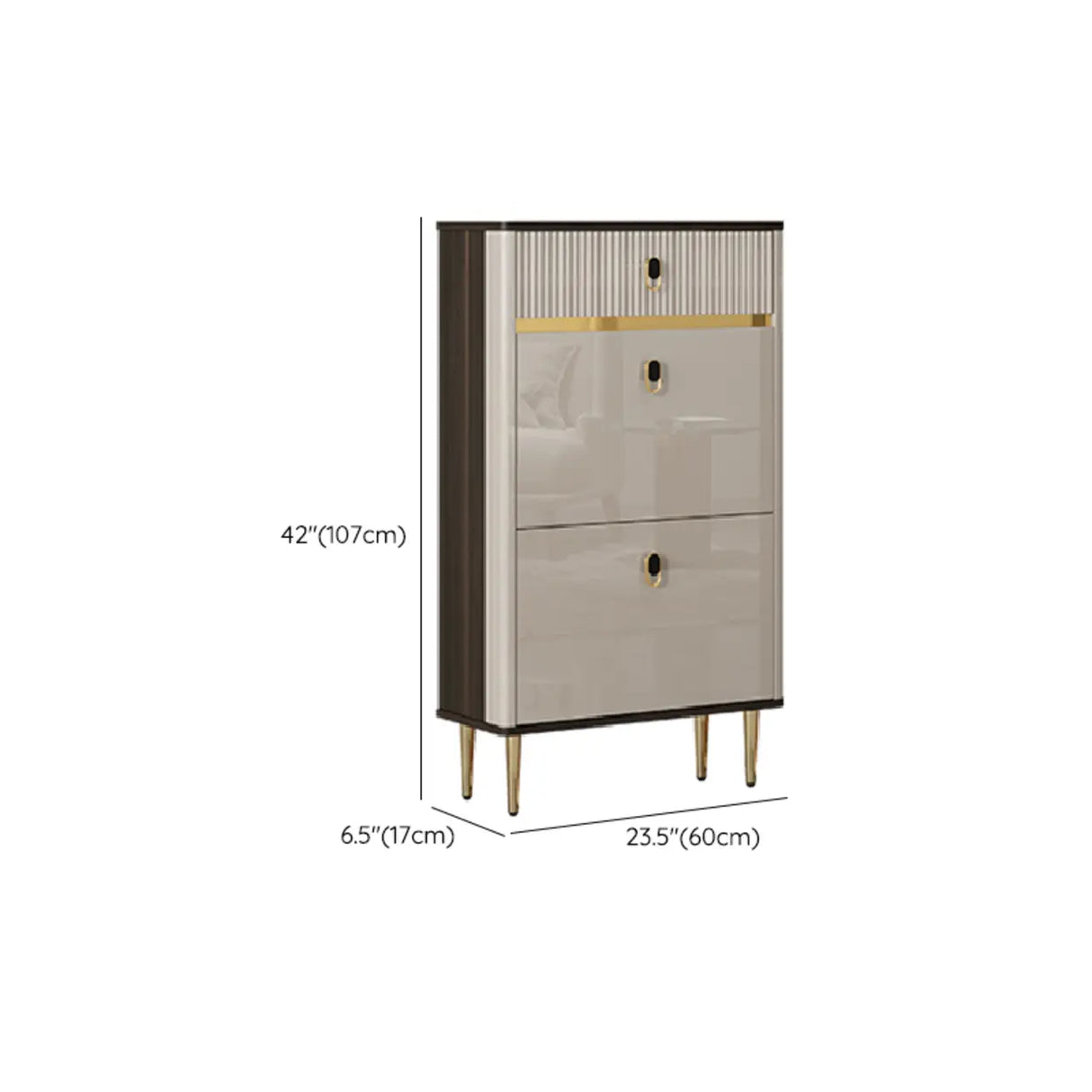 Modern Rectangular Wood Entry White Sliding Shoe Cabinet Image - 21