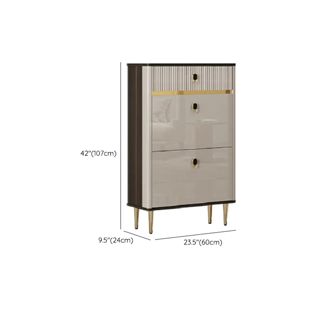 Modern Rectangular Wood Entry White Sliding Shoe Cabinet Image - 24