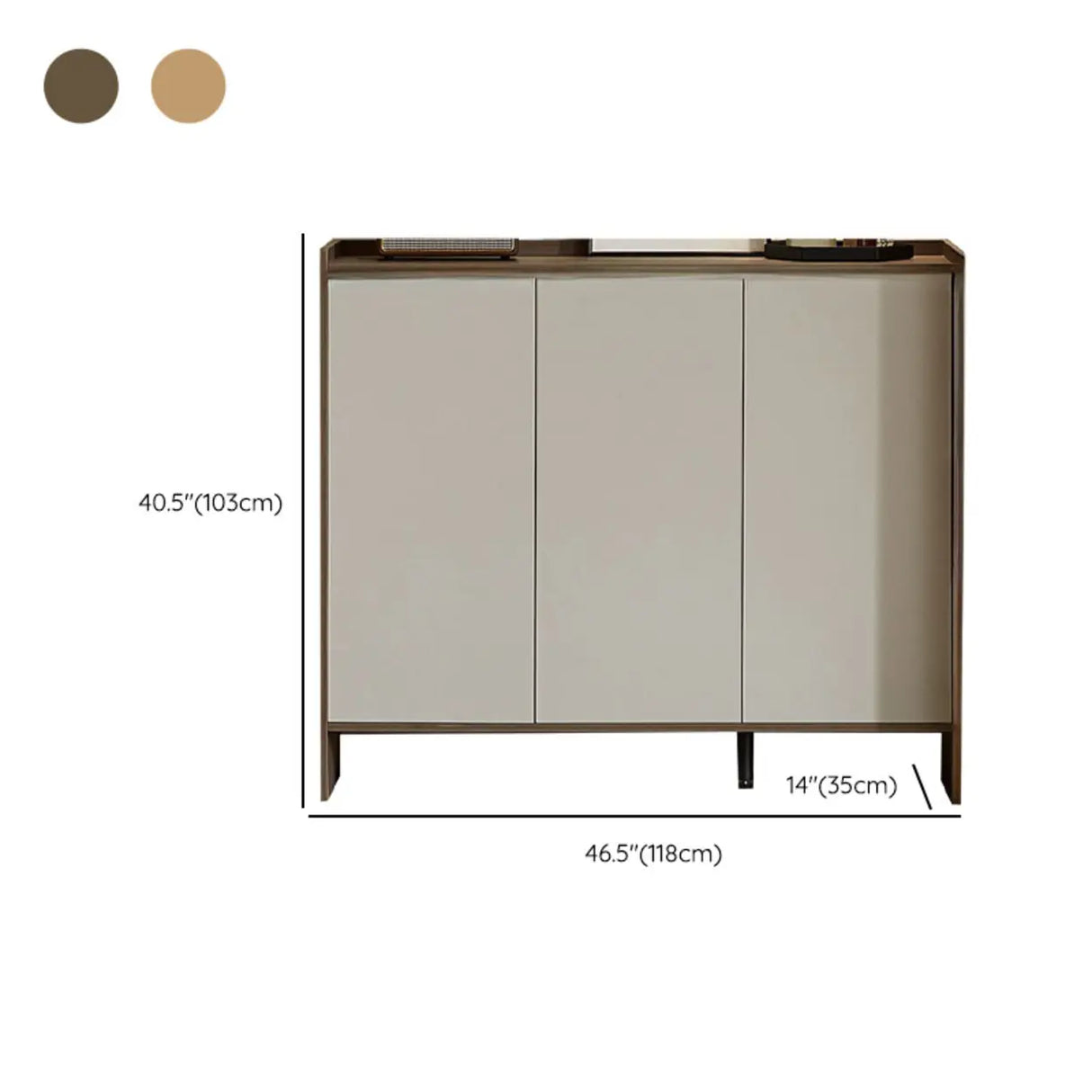 Modern Rectangular Wood Entryway Beige Shoe Cabinet Image - 20
