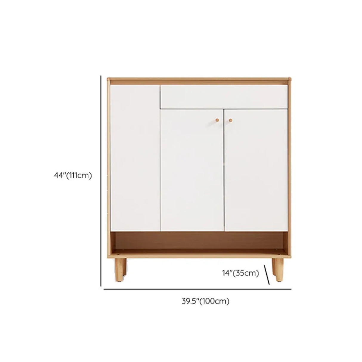 Modern Rectangular Wood Entryway Beige Shoe Cabinet Image - 22