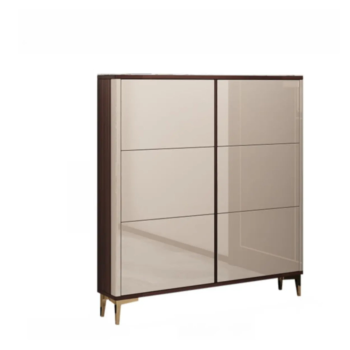 Modern Rectangular Wood Entryway Cream Large Shoe Cabinet Image - 10