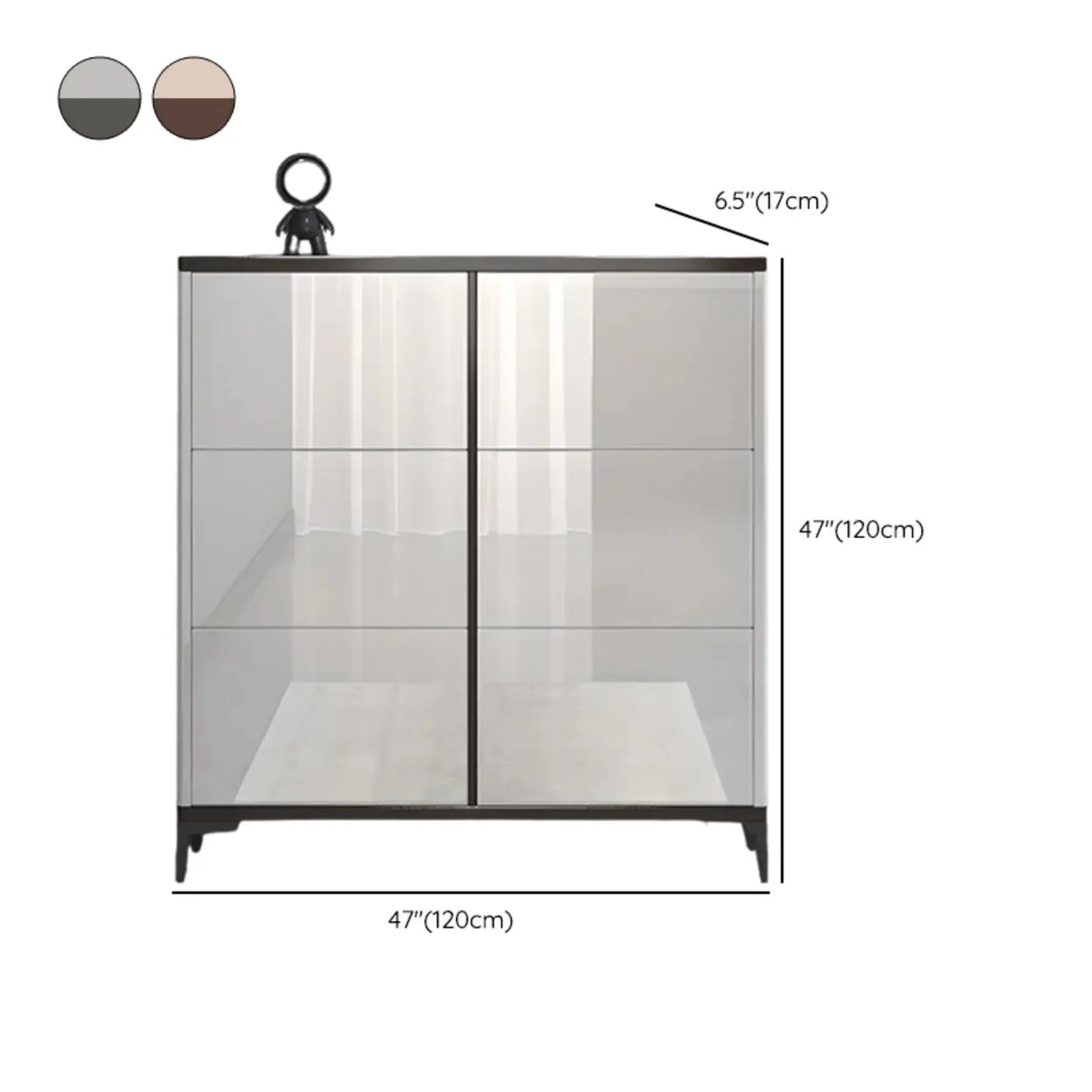 Modern Rectangular Wood Entryway Cream Large Shoe Cabinet Image - 39