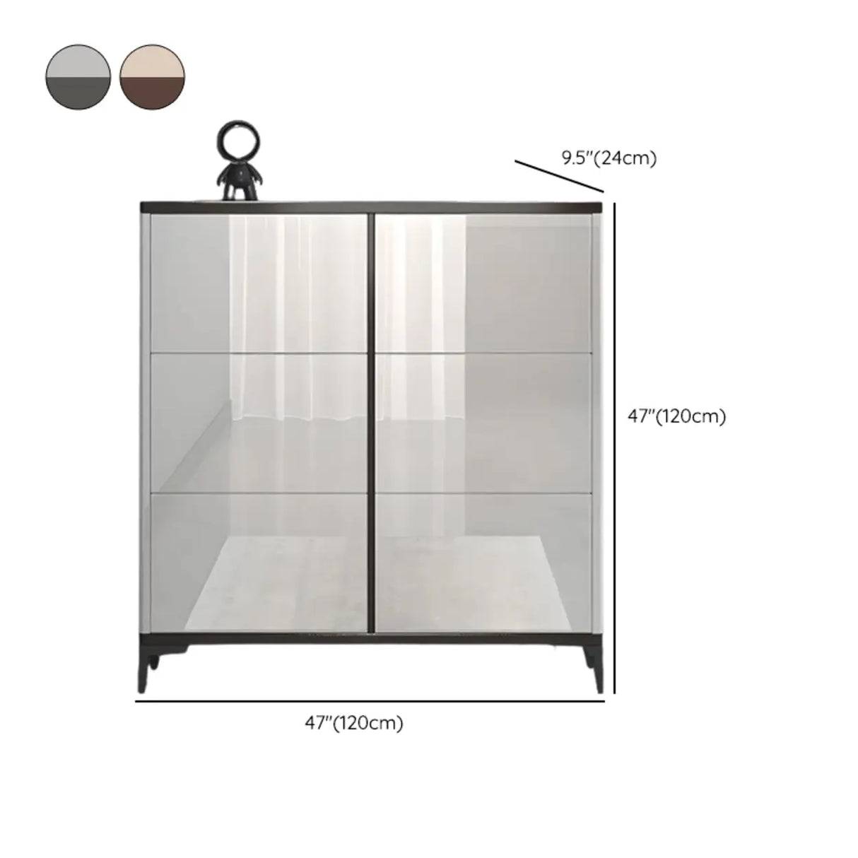 Modern Rectangular Wood Entryway Cream Large Shoe Cabinet Image - 40