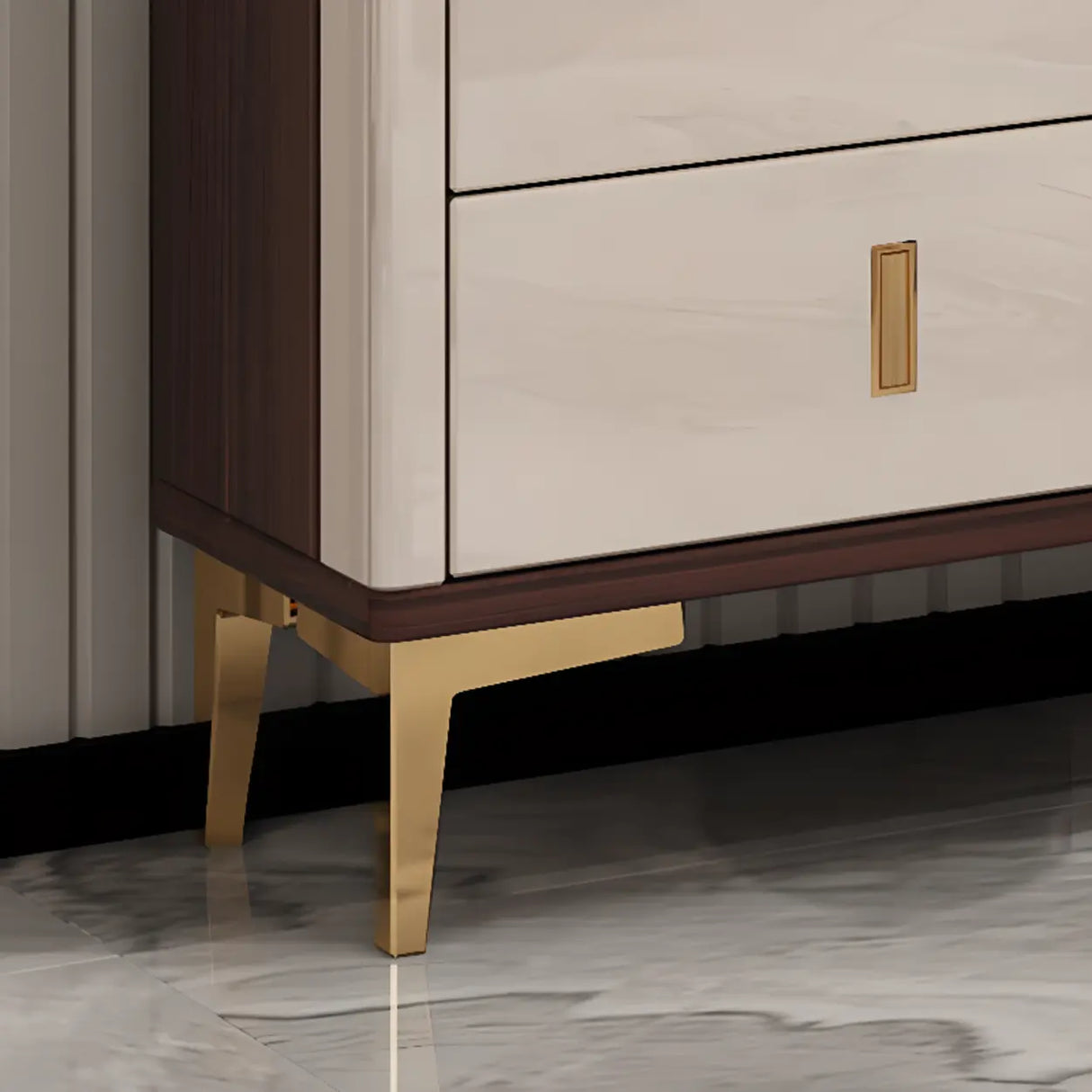 Modern Rectangular Wood Entryway Cream Large Shoe Cabinet Image - 4