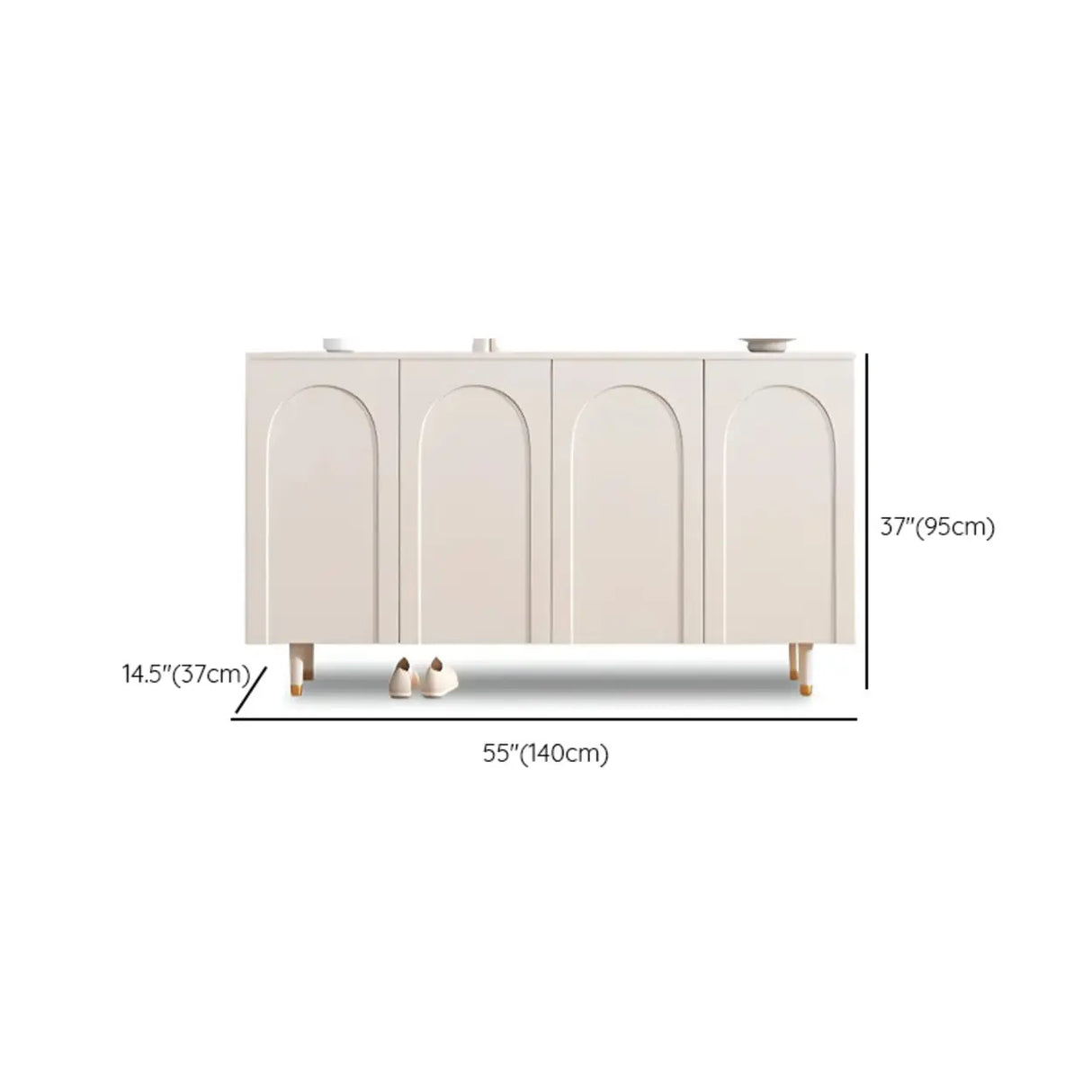 Modern Rectangular Wood Entryway White Shoe Cabinet Image - 16