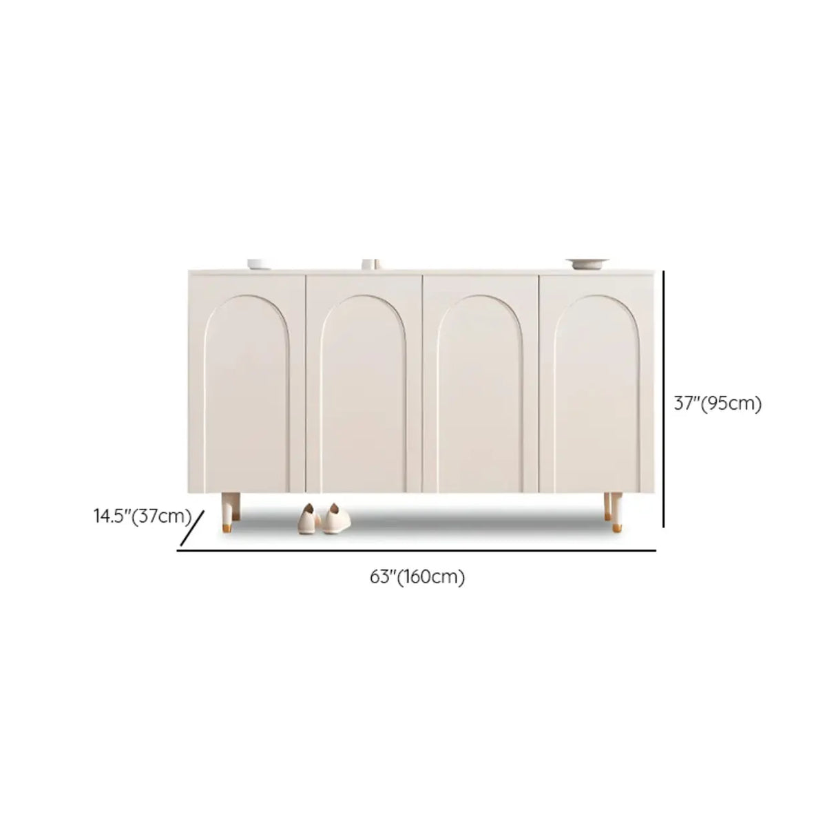 Modern Rectangular Wood Entryway White Shoe Cabinet Image - 17