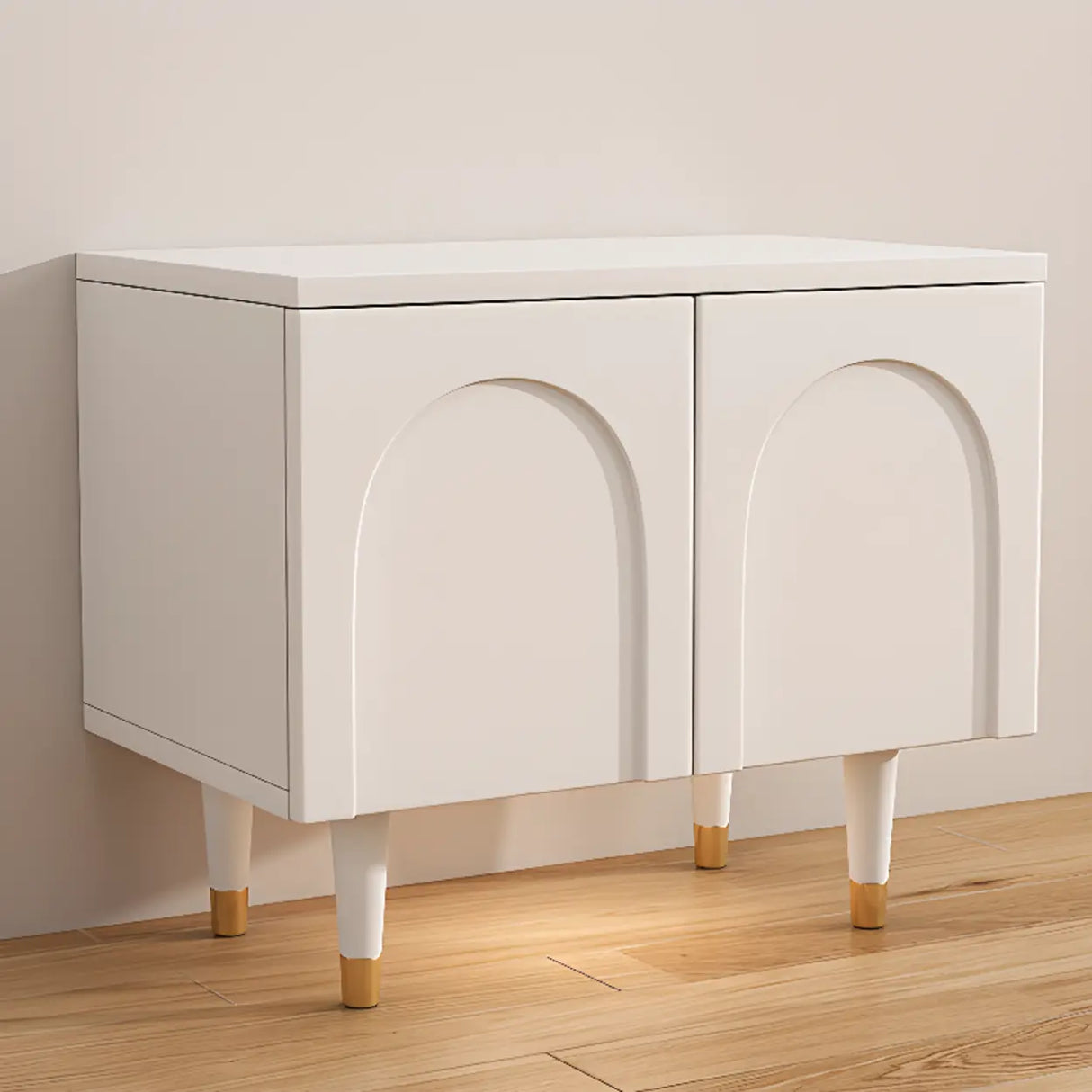 Modern Rectangular Wood Entryway White Shoe Cabinet Image - 2
