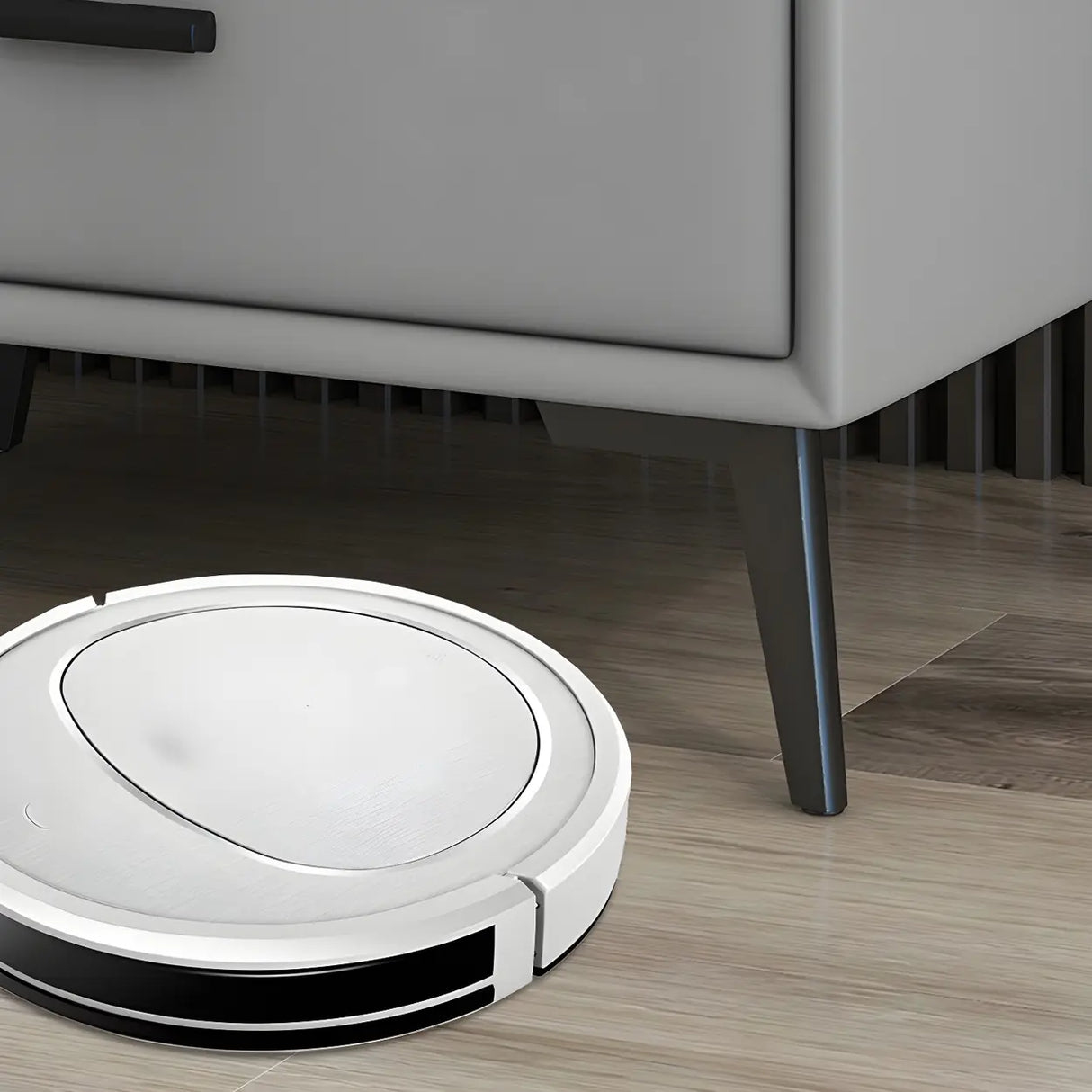 Modern Rectangular Wood Gray Drawer Storage Nightstand Image - 13