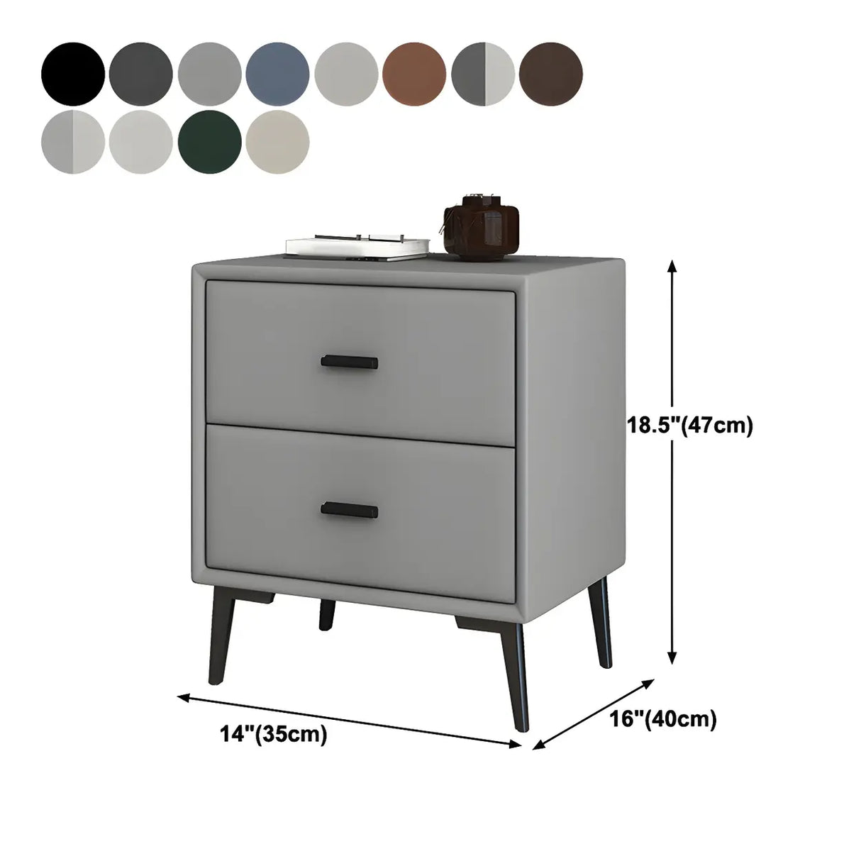 Modern Rectangular Wood Gray Drawer Storage Nightstand Image - 23