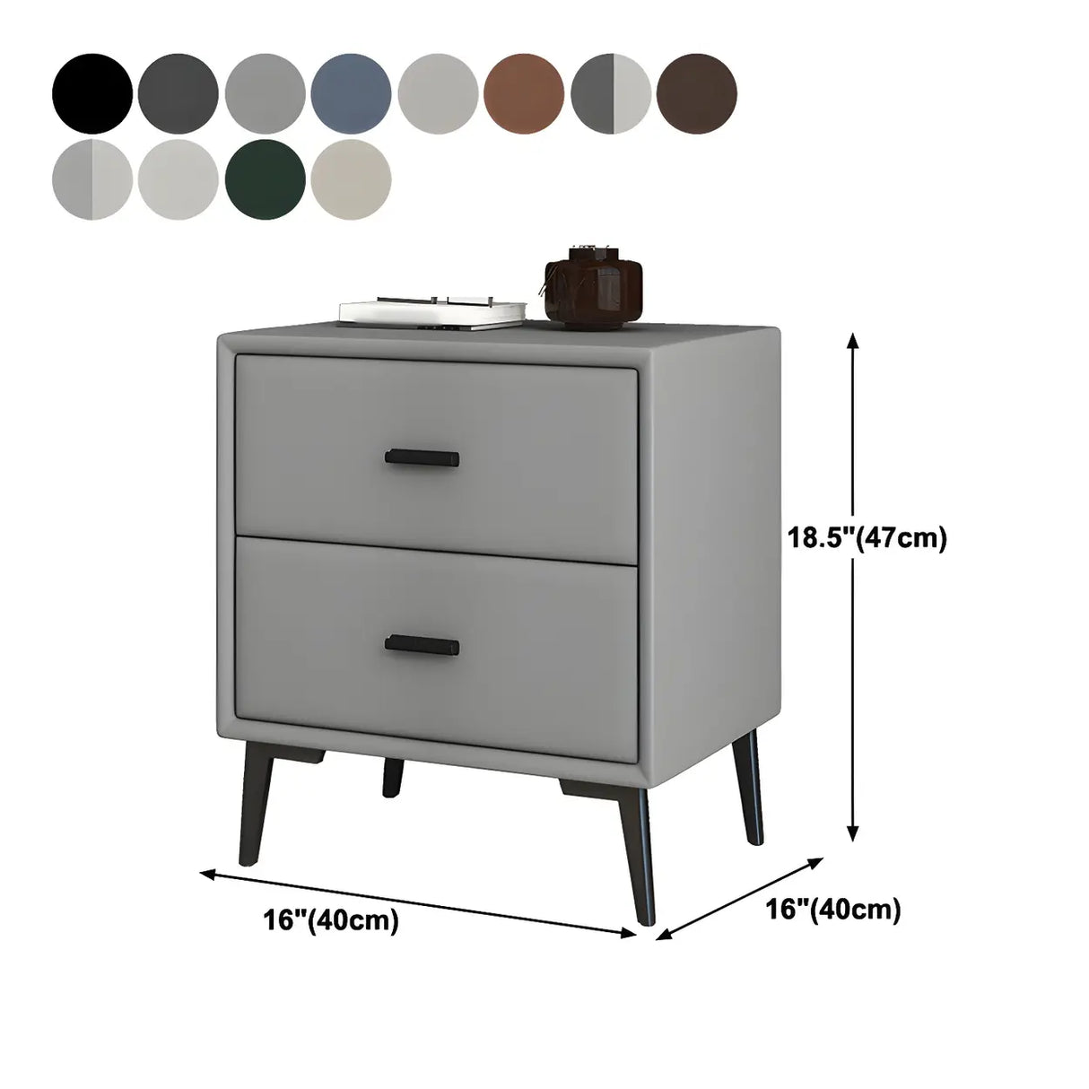 Modern Rectangular Wood Gray Drawer Storage Nightstand Image - 24