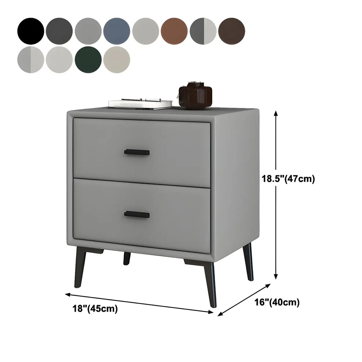 Modern Rectangular Wood Gray Drawer Storage Nightstand Image - 25