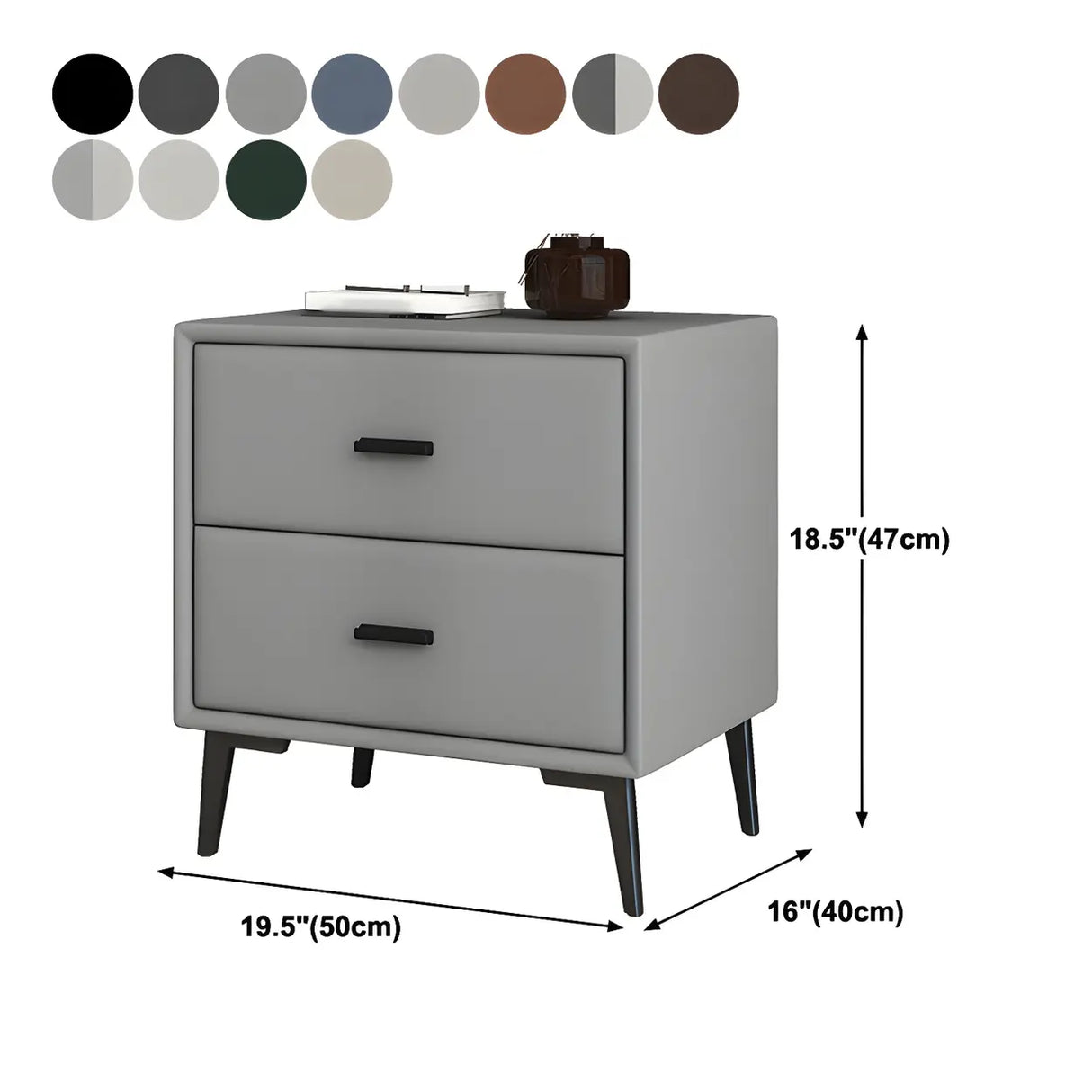 Modern Rectangular Wood Gray Drawer Storage Nightstand Image - 26