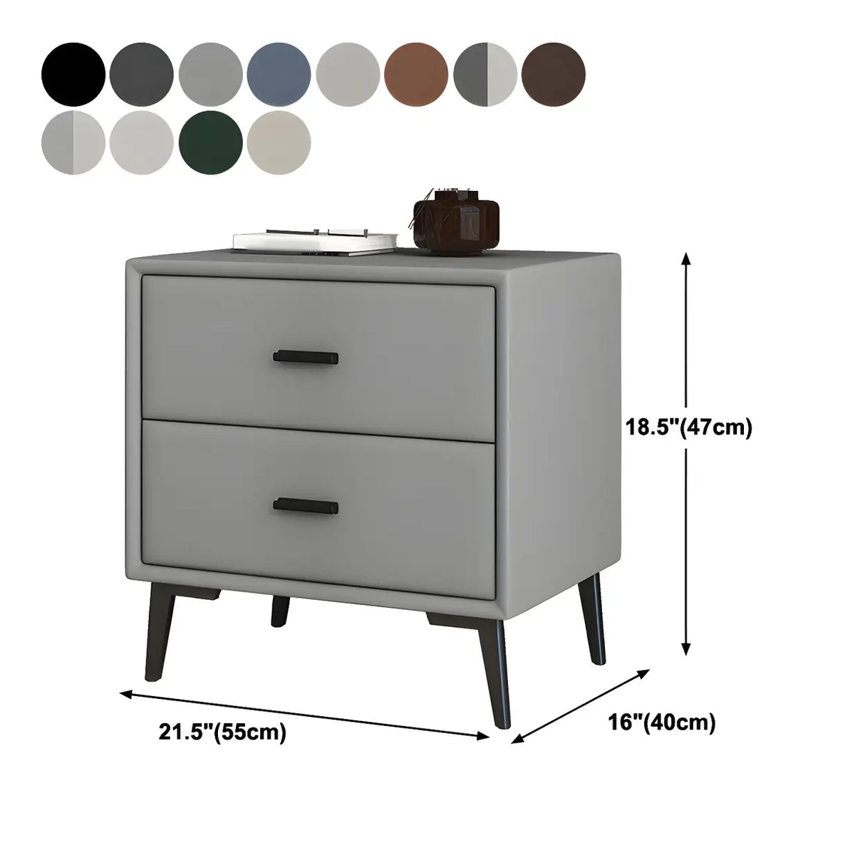 Modern Rectangular Wood Gray Drawer Storage Nightstand Image - 27