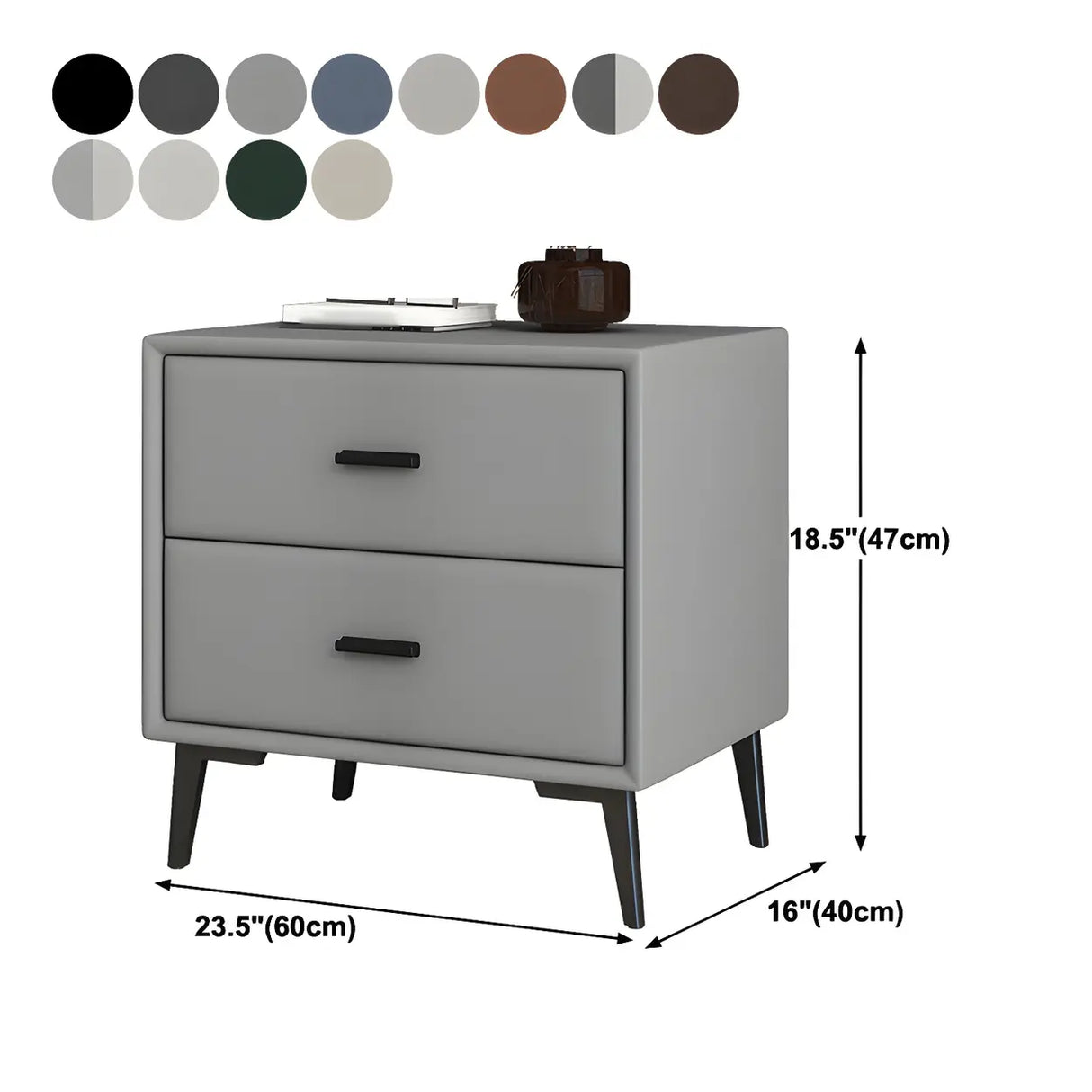 Modern Rectangular Wood Gray Drawer Storage Nightstand Image - 28