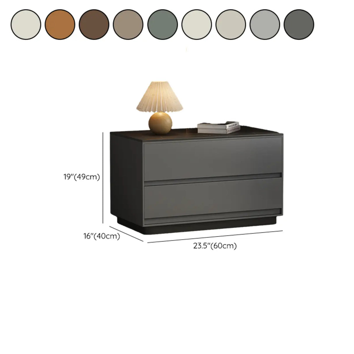 Modern Rectangular Wood Gray Storage Nightstand with Drawers Image - 22