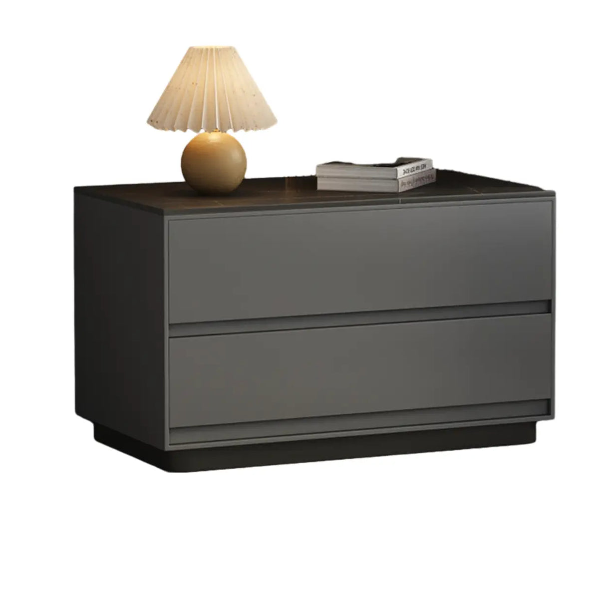 Modern Rectangular Wood Gray Storage Nightstand with Drawers Image - 10