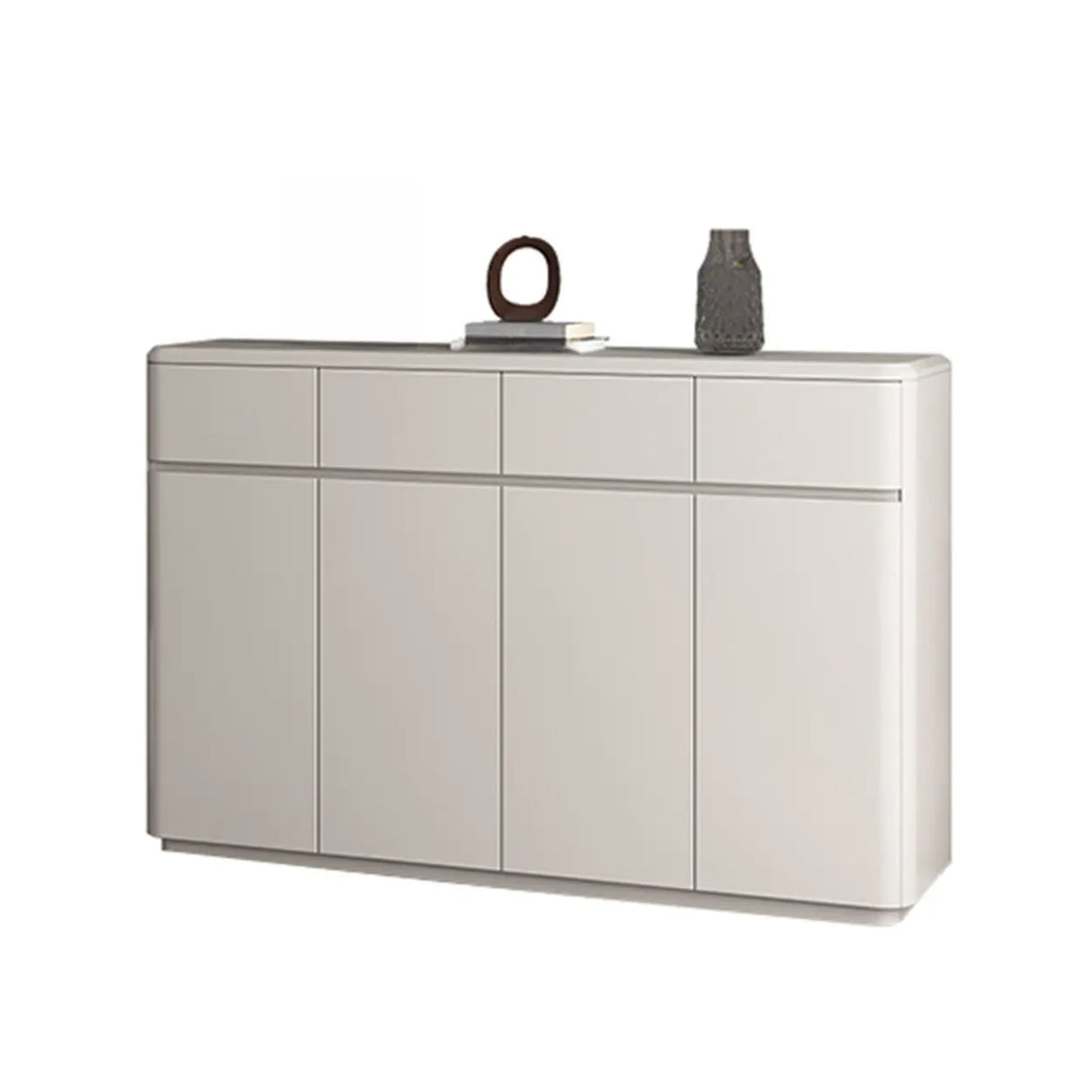 Modern Rectangular Wood Hallway White Large Shoe Cabinet Image - 10