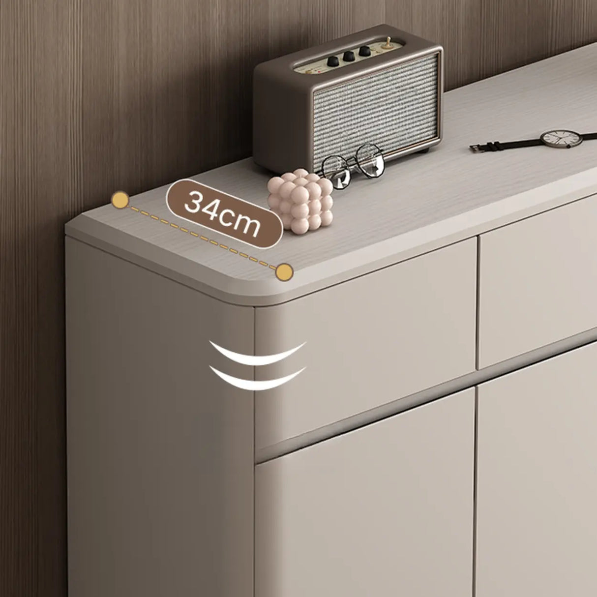 Modern Rectangular Wood Hallway White Large Shoe Cabinet Image - 12