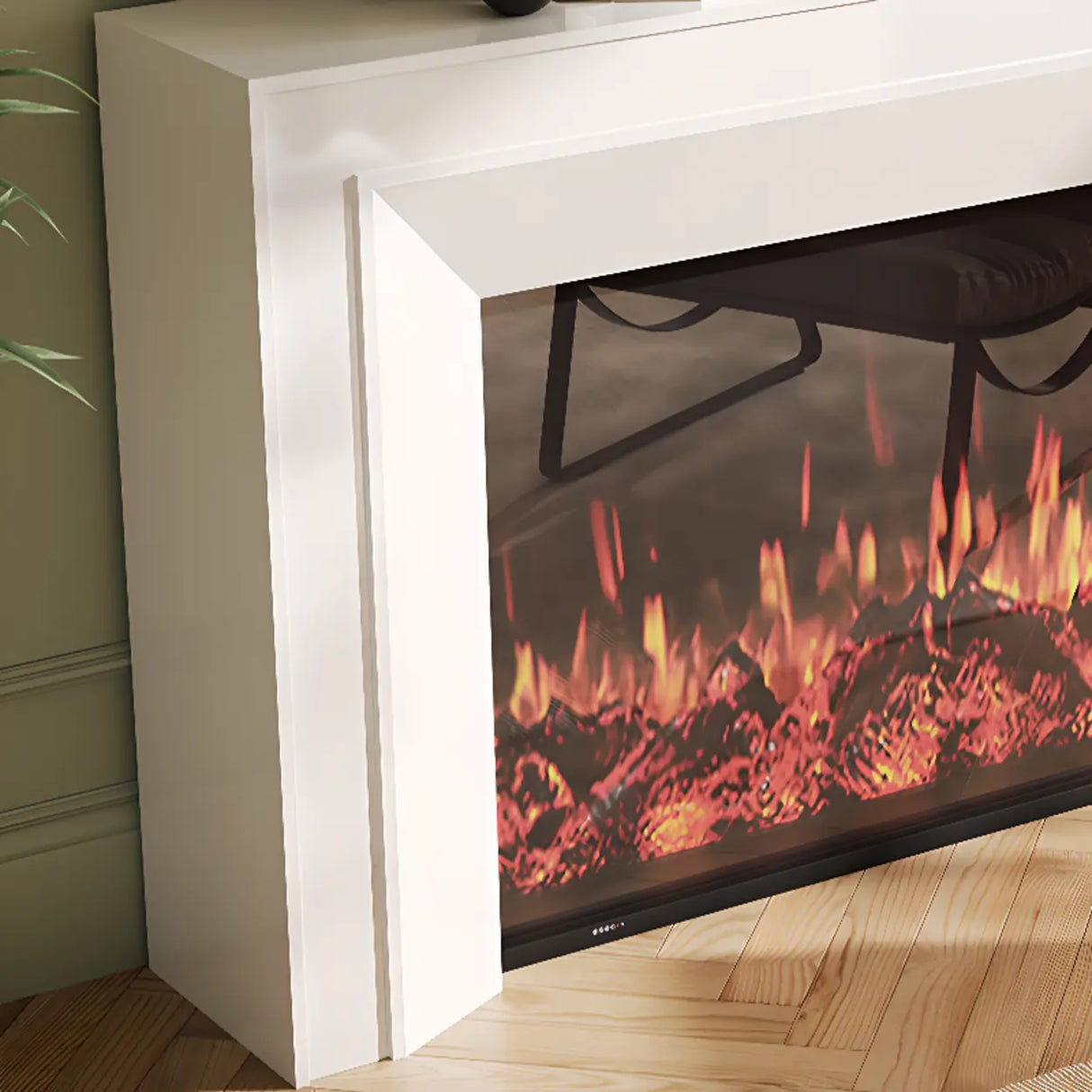 Modern Rectangular Wood Living Room Black LED TV Stand