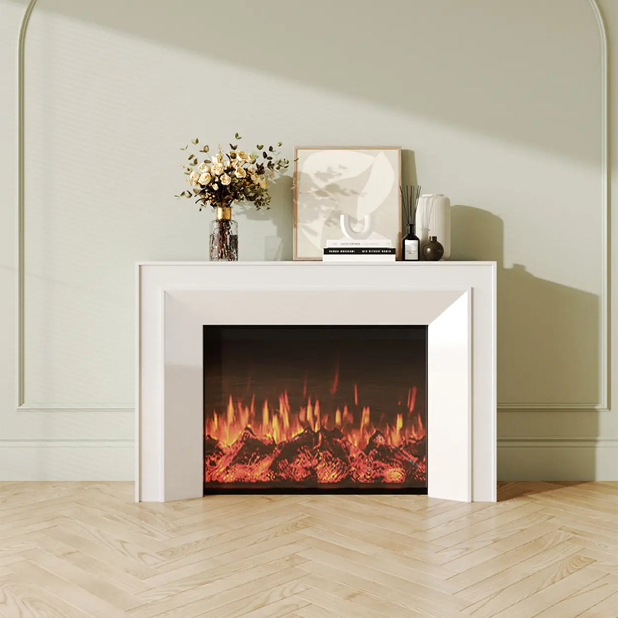 Modern Rectangular Wood Living Room Black LED TV Stand