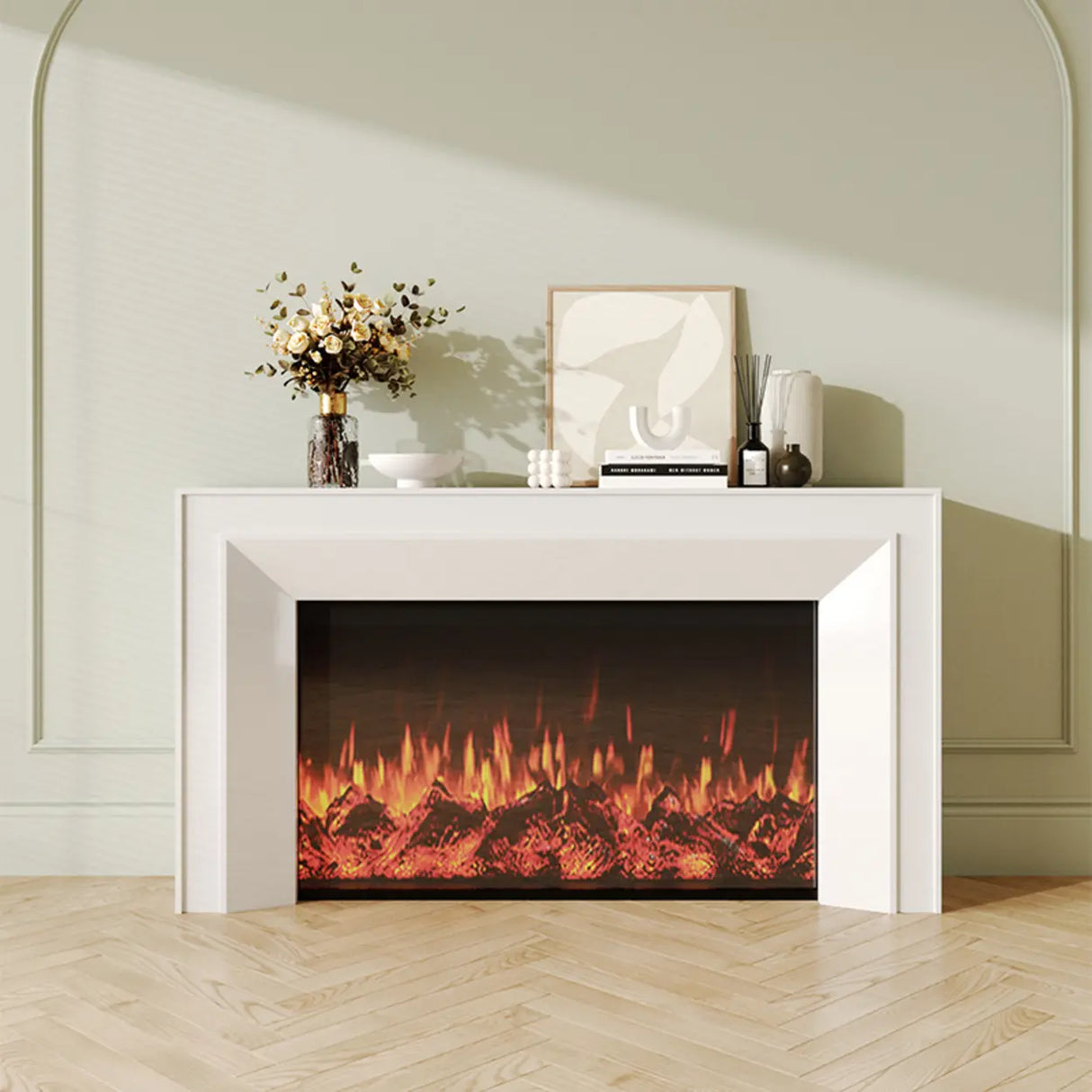 Modern Rectangular Wood Living Room Black LED TV Stand