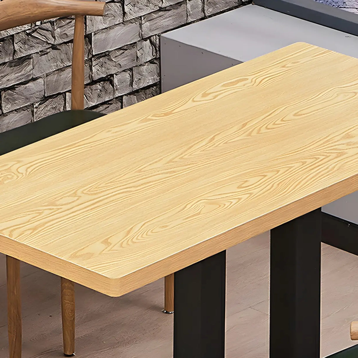 Modern Rectangular Wood Natural Dining Table Image - 12
