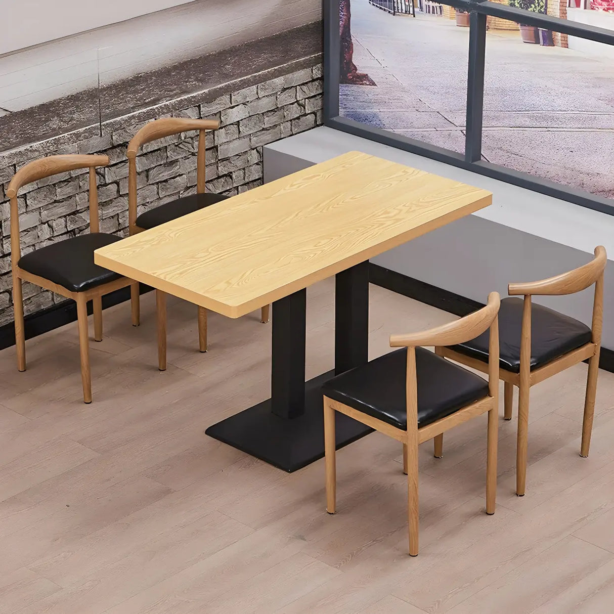 Modern Rectangular Wood Natural Dining Table Image - 14