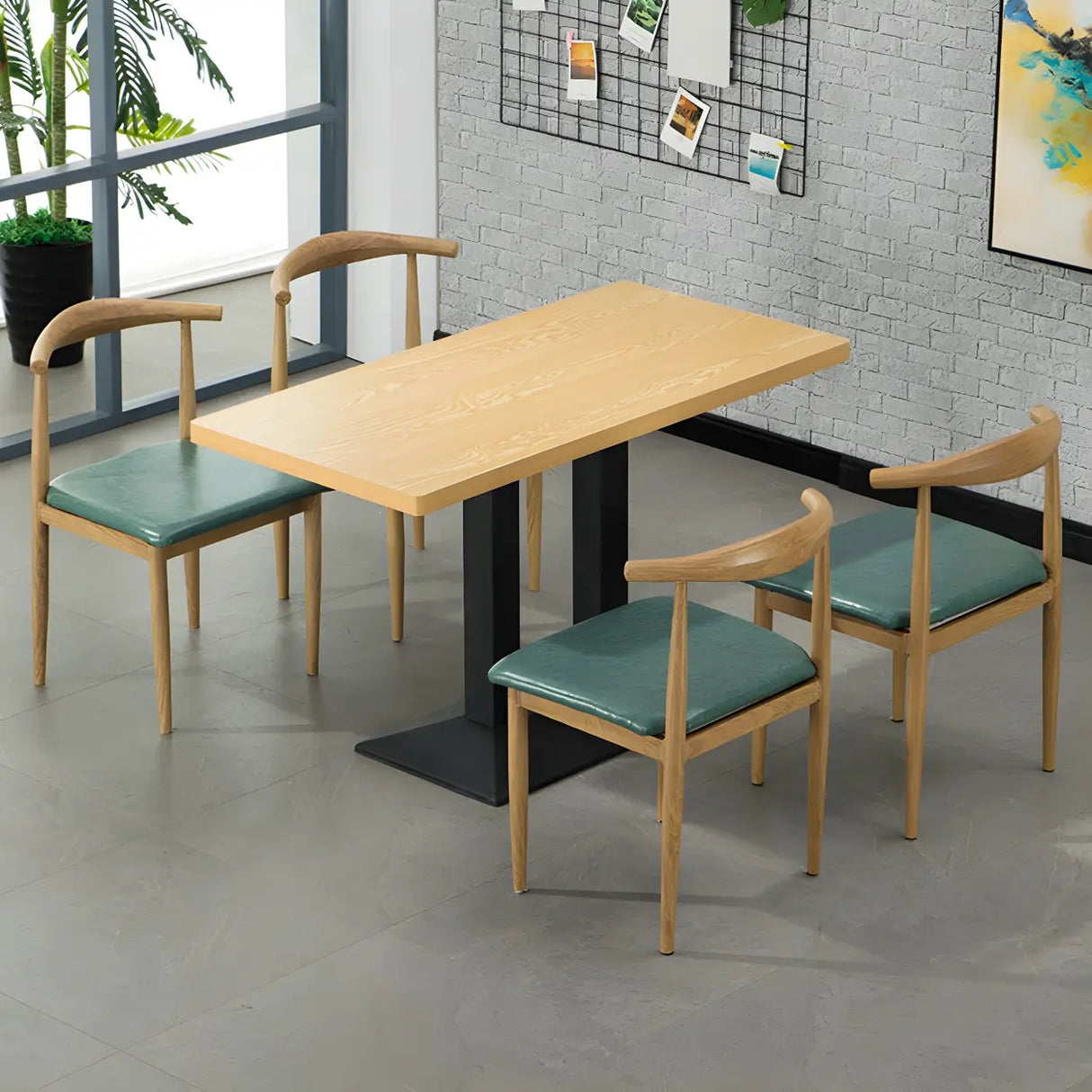 Modern Rectangular Wood Natural Dining Table Image - 3