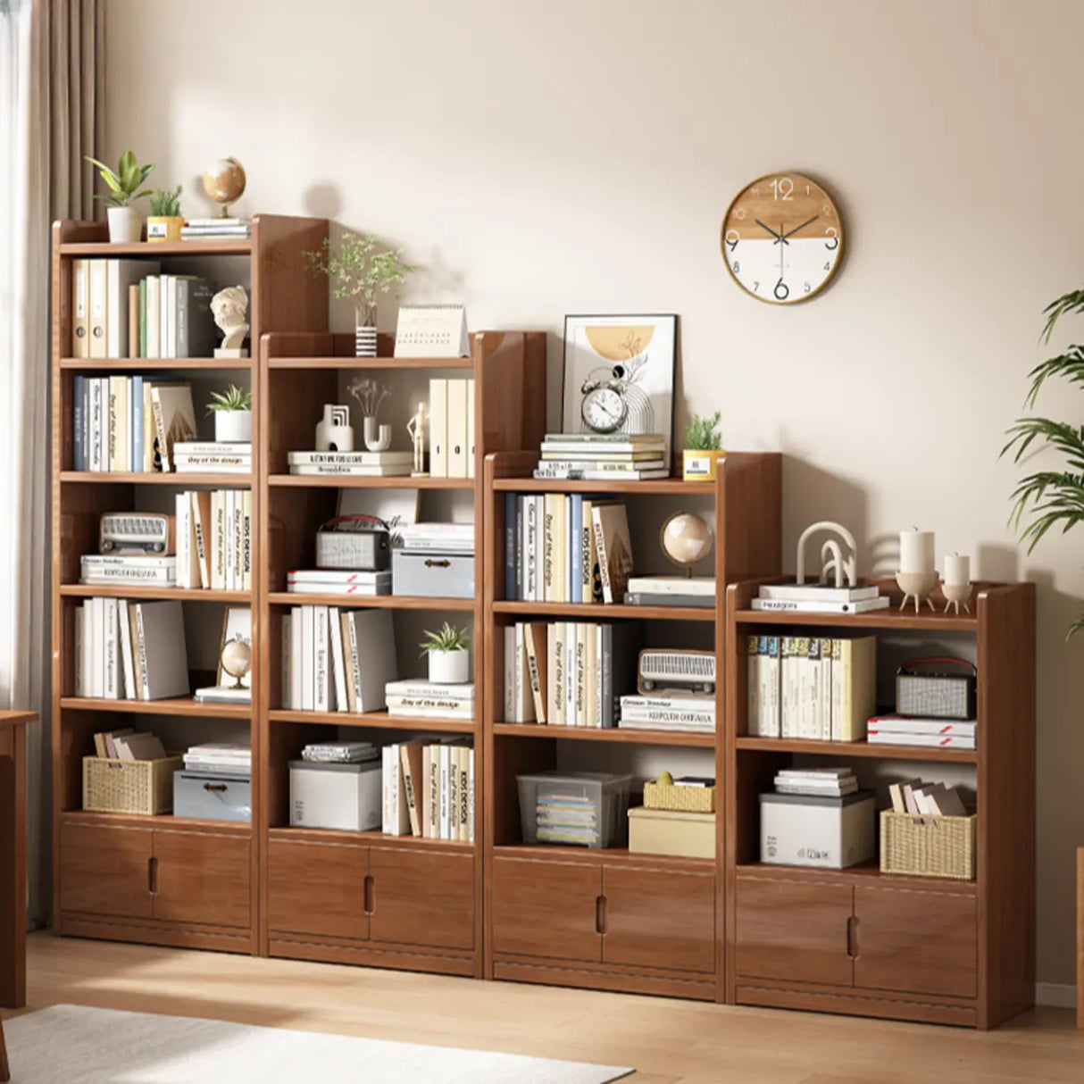 Modern Rectangular Wood Vertical Bookcase Brown Image - 1