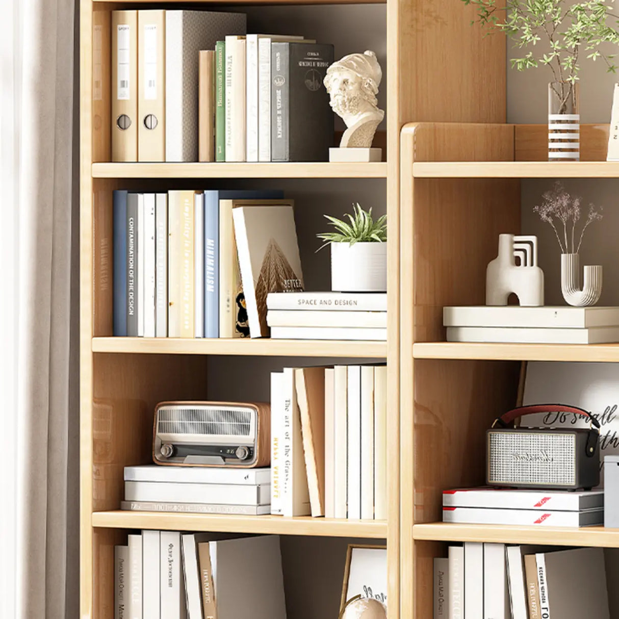 Modern Rectangular Wood Vertical Bookcase Brown Image - 7