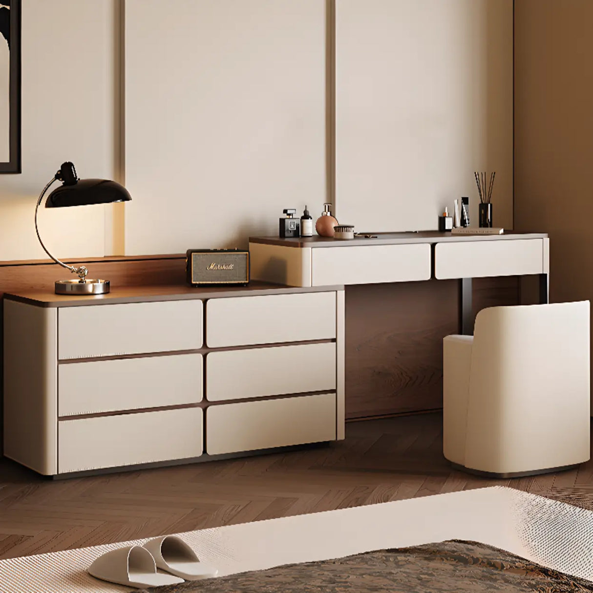 Modern Rectangular Wood Wall Light Mirror Makeup Vanity Image - 11