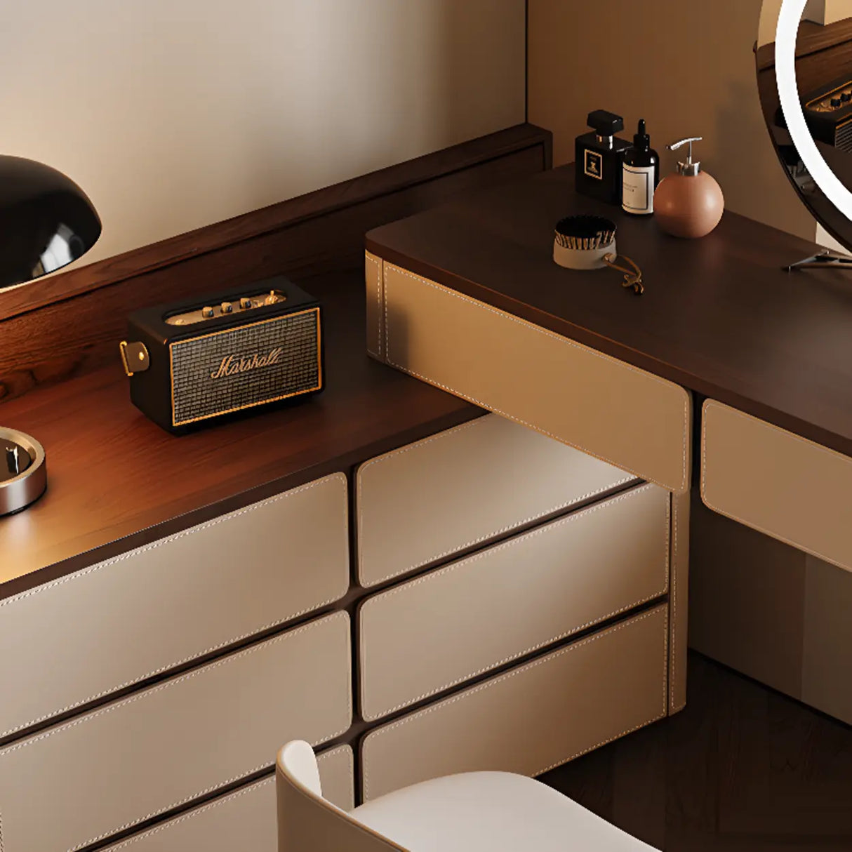 Modern Rectangular Wood Wall Light Mirror Makeup Vanity Image - 12