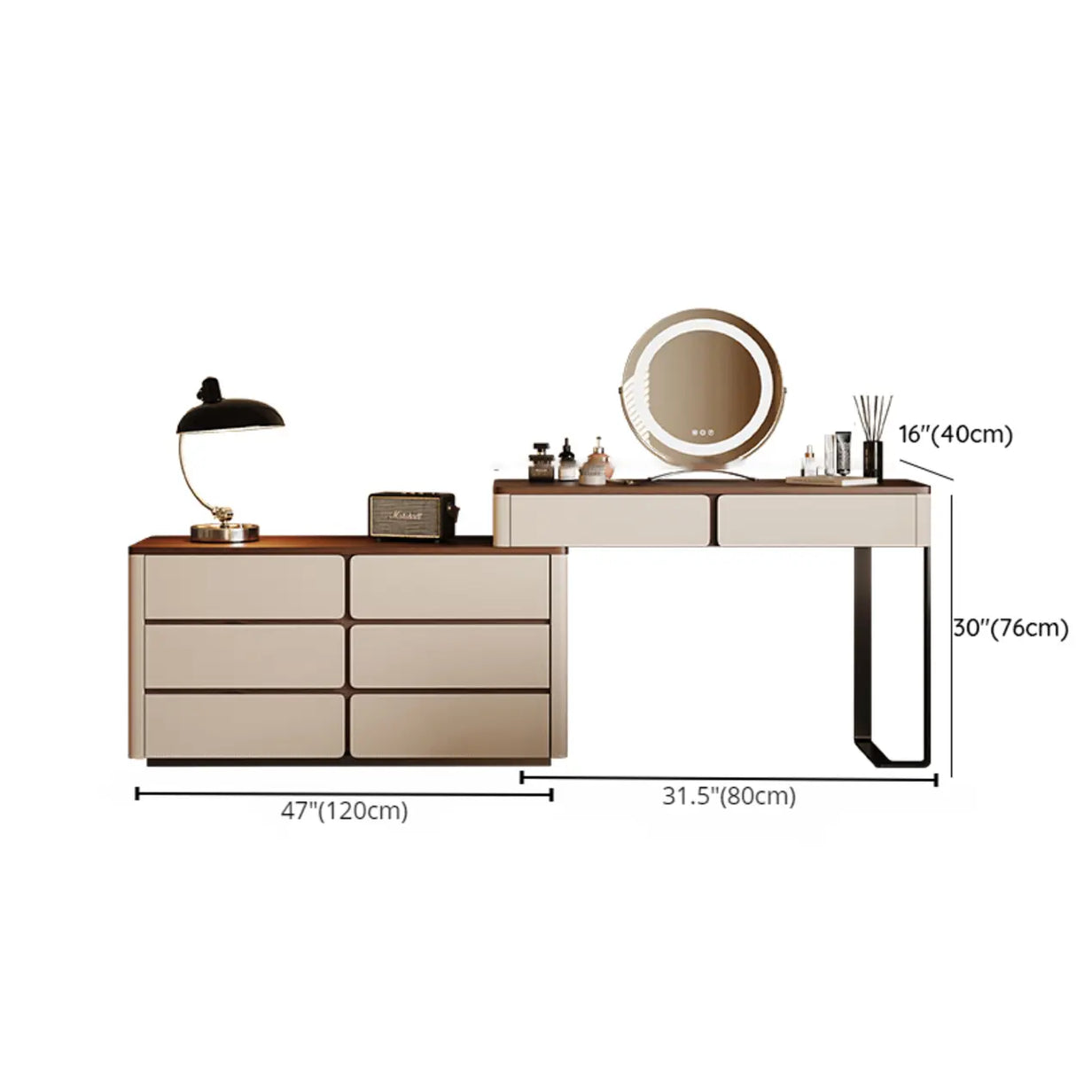 Modern Rectangular Wood Wall Light Mirror Makeup Vanity Image - 31