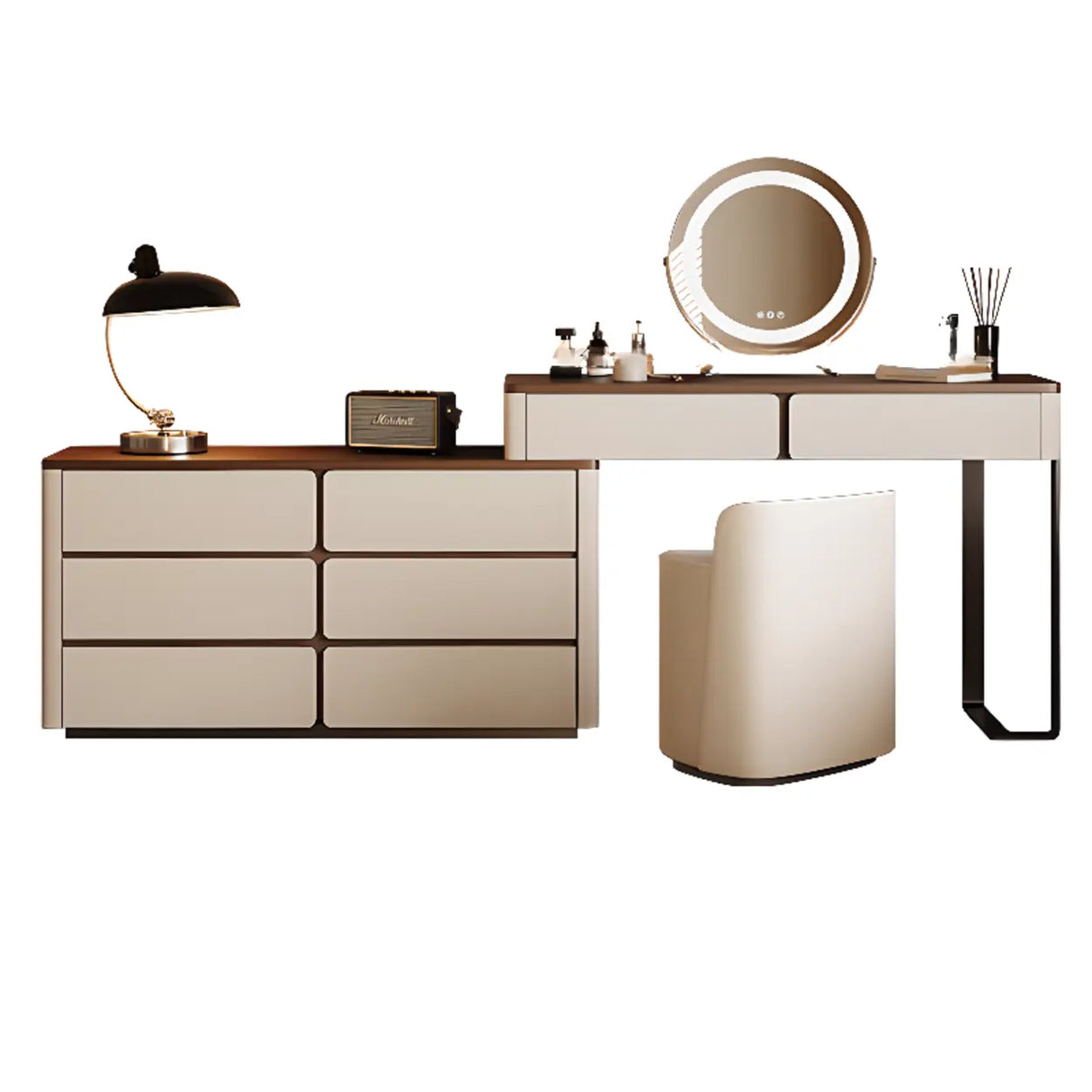 Modern Rectangular Wood Wall Light Mirror Makeup Vanity Image - 7