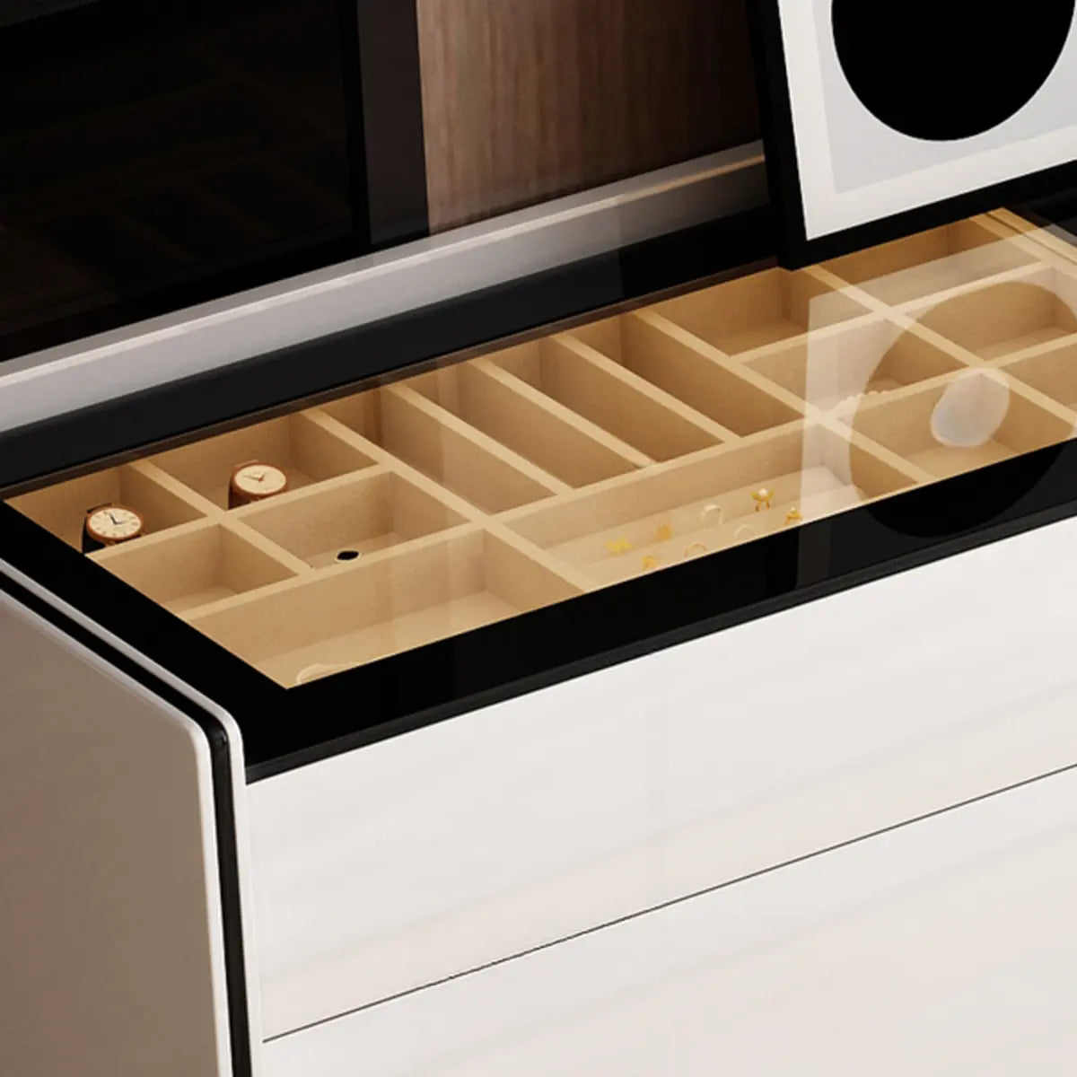 Modern Rectangular Wood Wall-Mounted White Vanity Table Image - 12