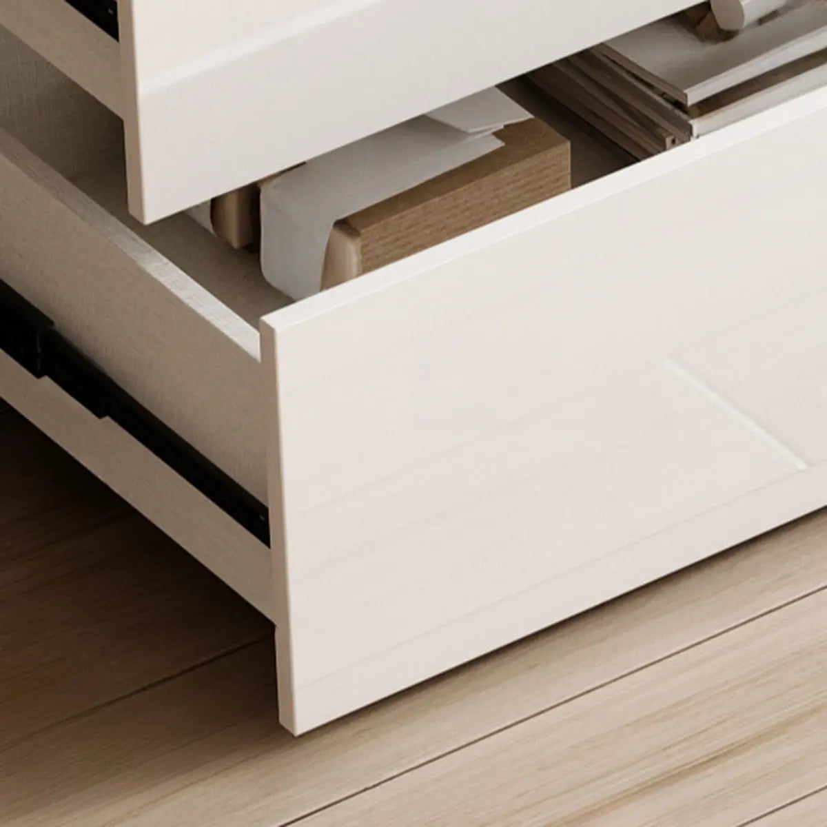 Modern Rectangular Wood Wall-Mounted White Vanity Table Image - 15