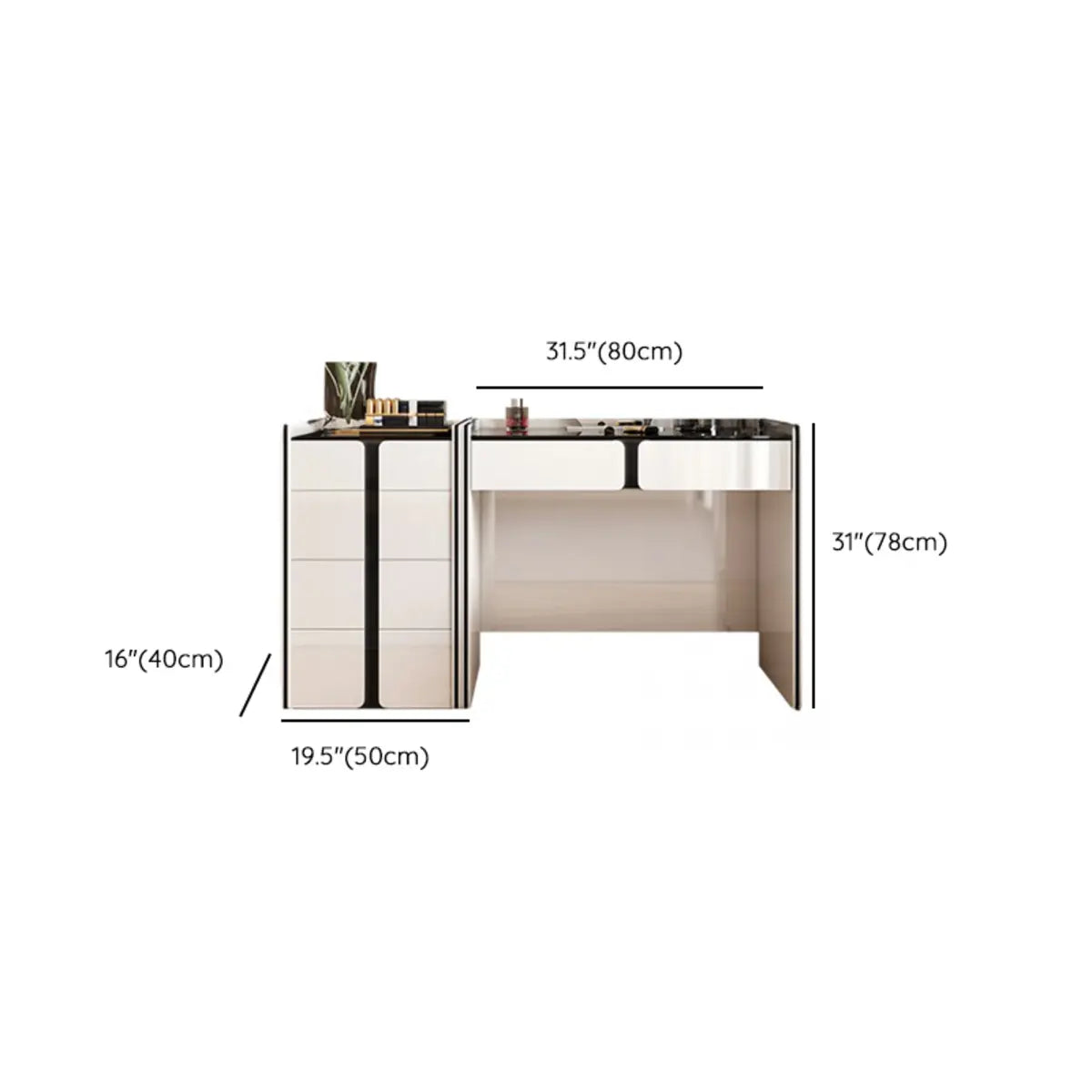 Modern Rectangular Wood Wall-Mounted White Vanity Table