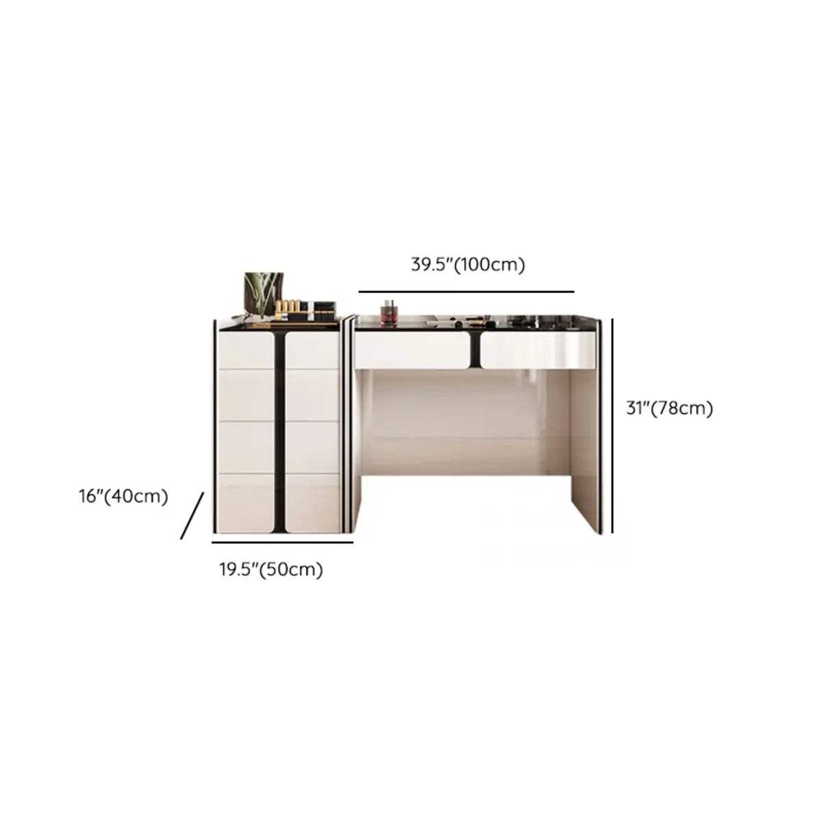 Modern Rectangular Wood Wall-Mounted White Vanity Table Image - 17