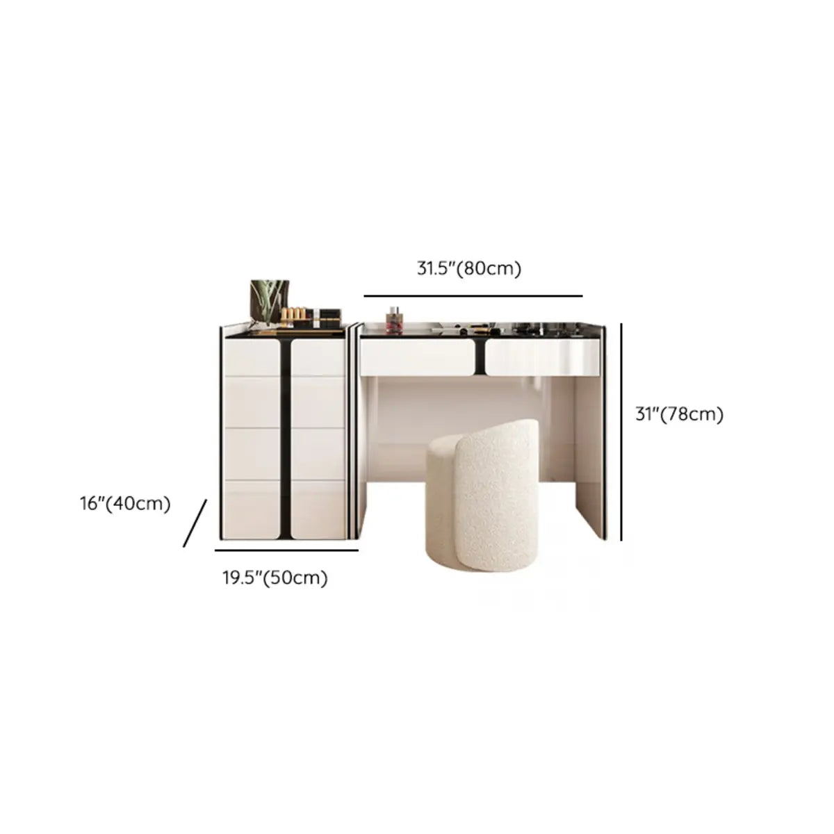 Modern Rectangular Wood Wall-Mounted White Vanity Table Image - 18