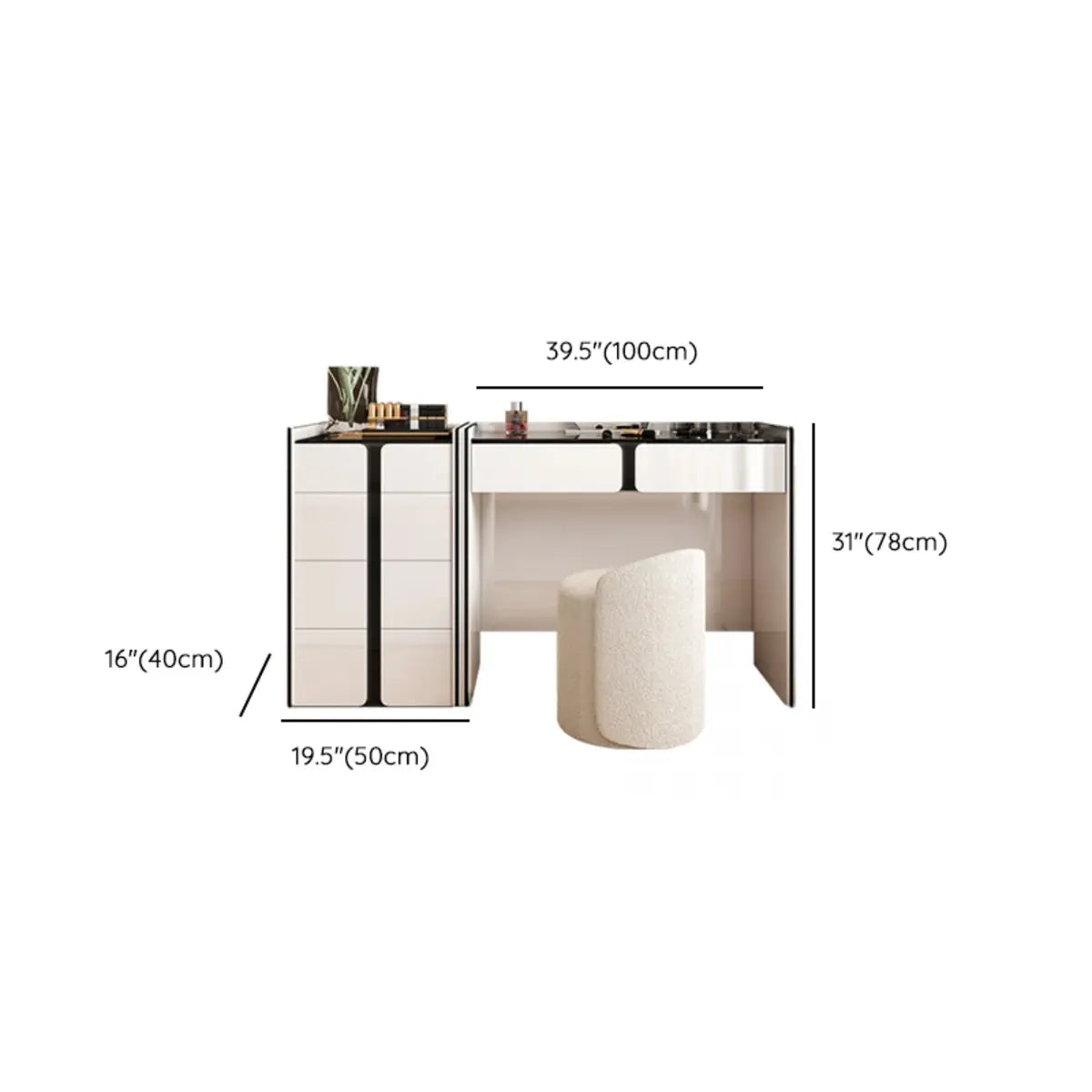 Modern Rectangular Wood Wall-Mounted White Vanity Table Image - 19