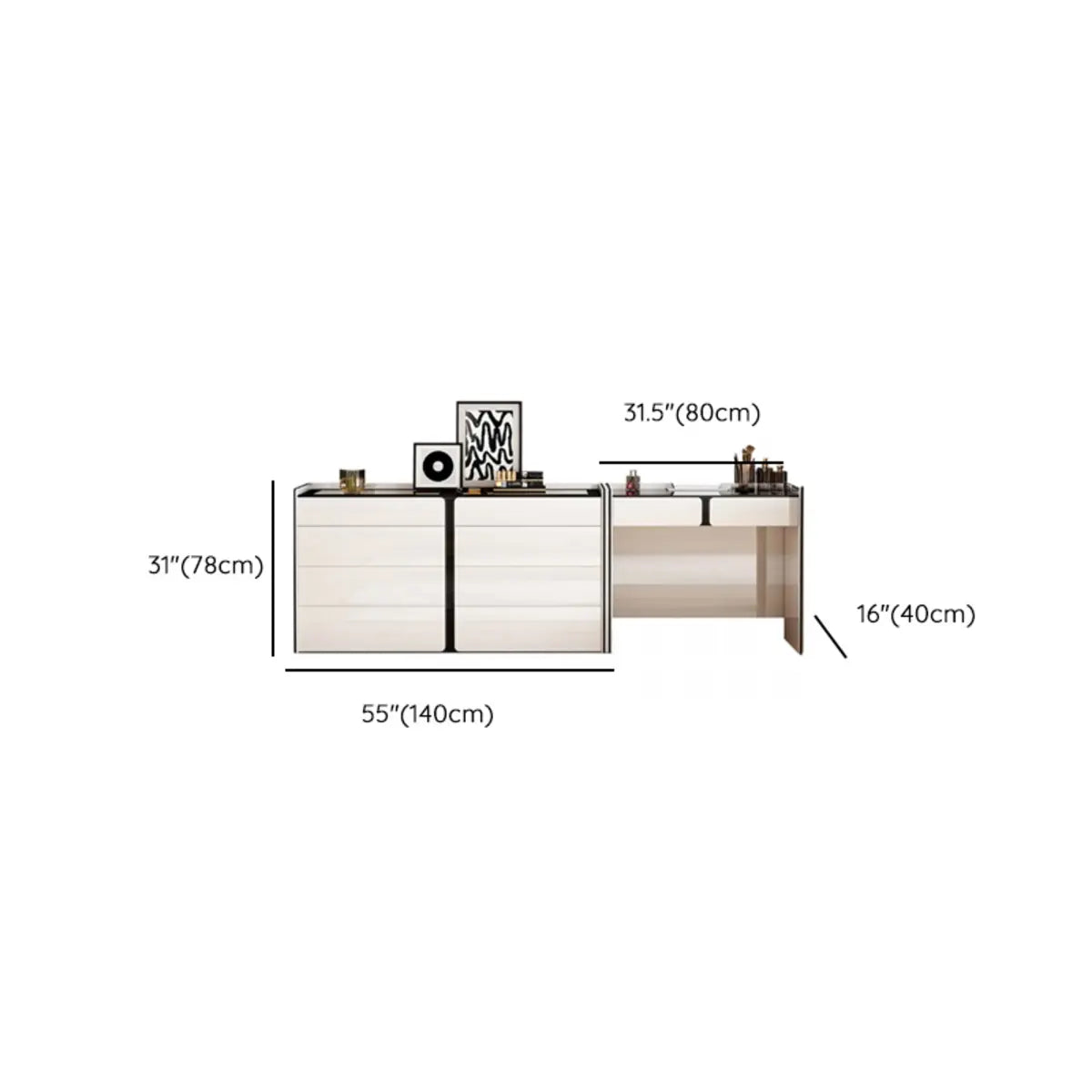 Modern Rectangular Wood Wall-Mounted White Vanity Table Image - 20