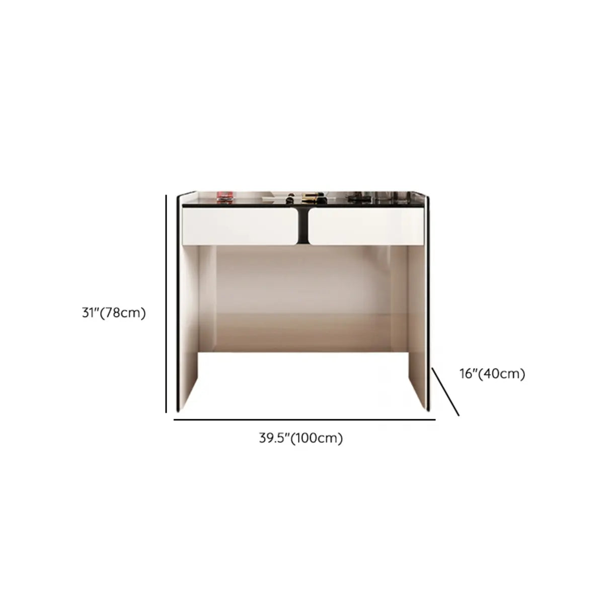 Modern Rectangular Wood Wall-Mounted White Vanity Table Image - 22