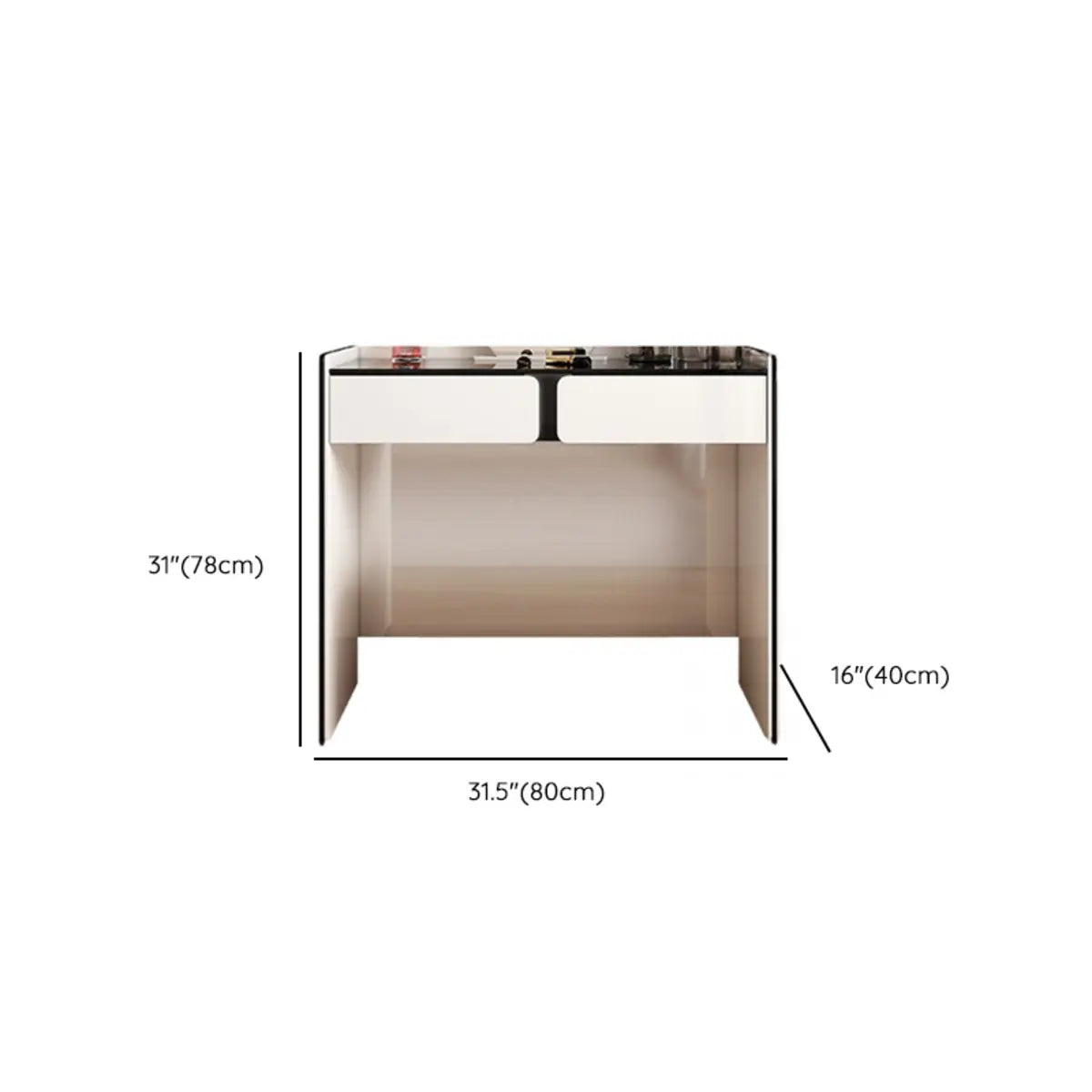 Modern Rectangular Wood Wall-Mounted White Vanity Table Image - 23